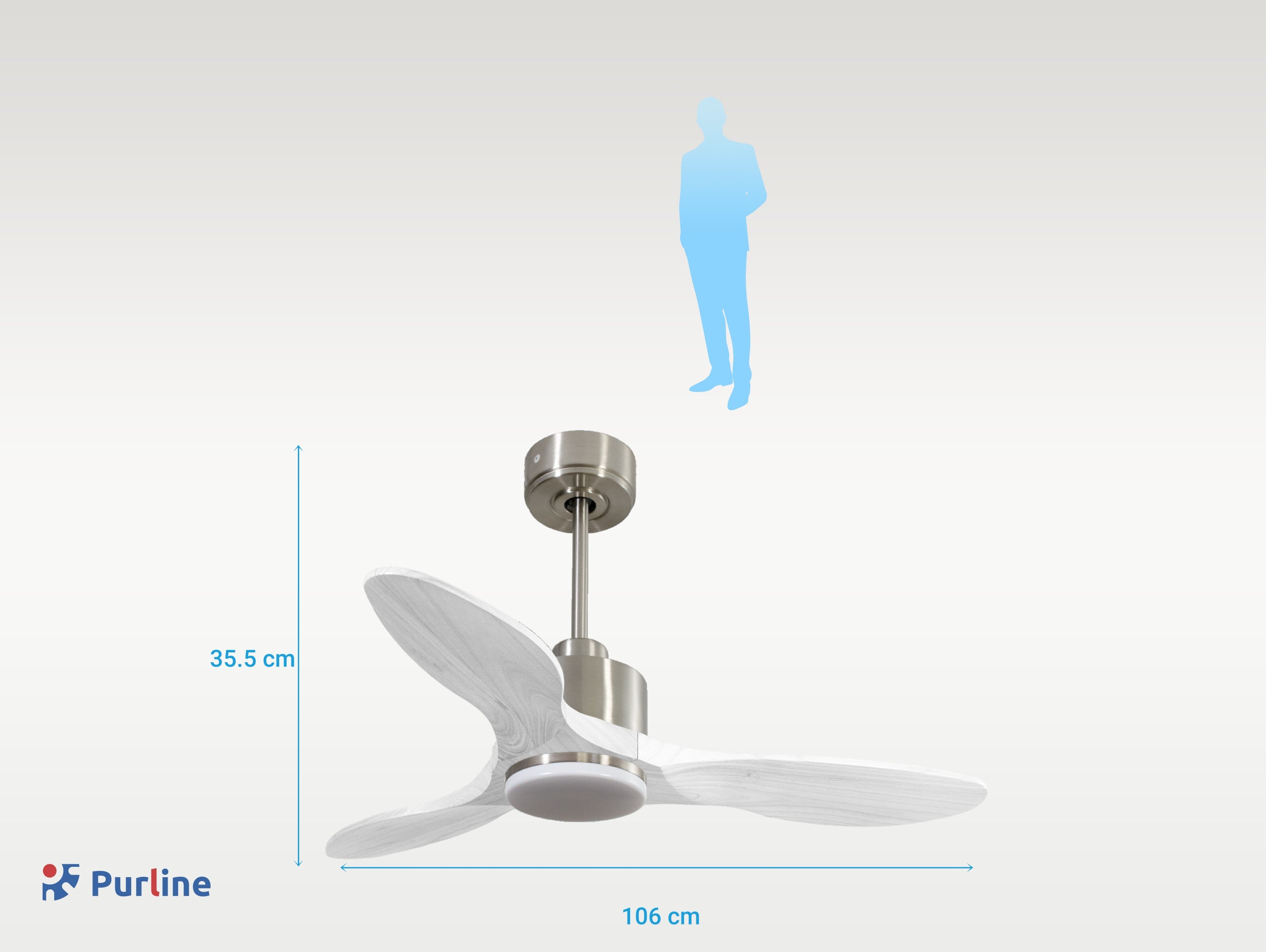 LimaD106C03LED67791: Ventilatore da soffitto Reversibile Termostato Dimmabile Wifi Motore CC Tetti inclinati Telecomando Luce a tre toni Hypersilence Memoria Shopify Vendible (AUTOMATICO)