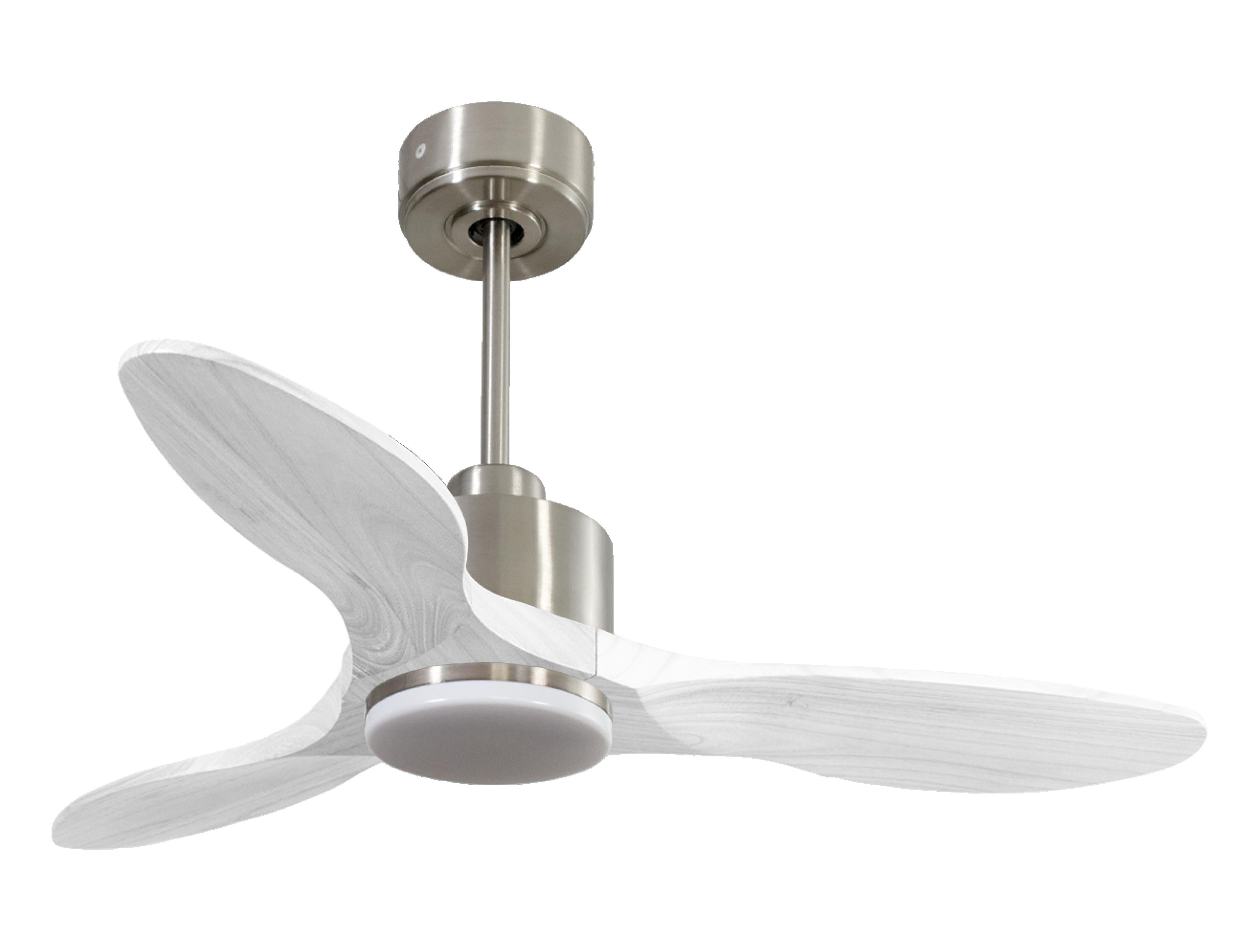Ventilatore da soffitto Reversibile Termostato Dimmabile Wifi Motore CC Tetti inclinati Telecomando Luce a tre toni Hypersilence Memoria Shopify Vendible (AUTOMATICO)