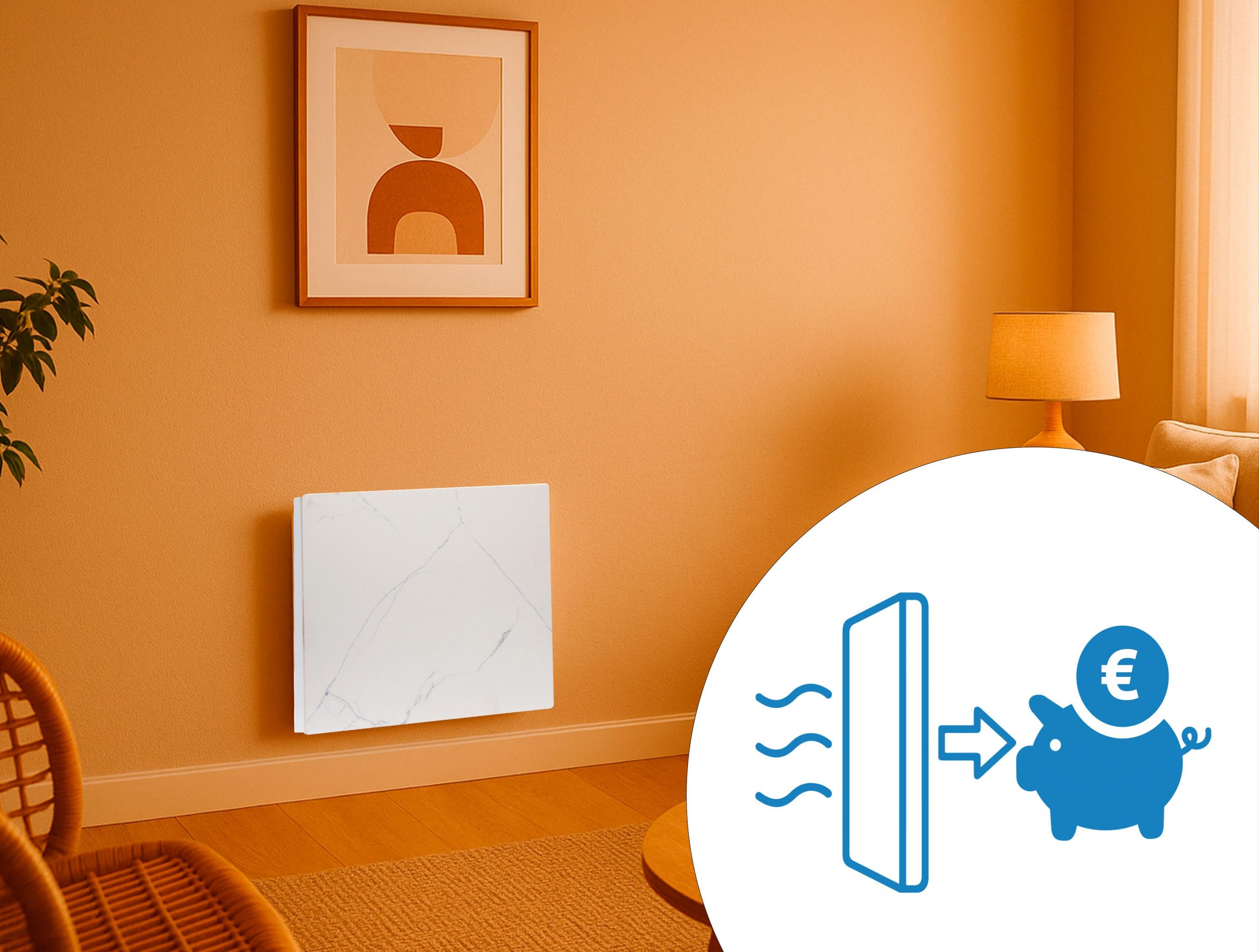 Emettitore termico con frontale in ceramica con finitura marmorea