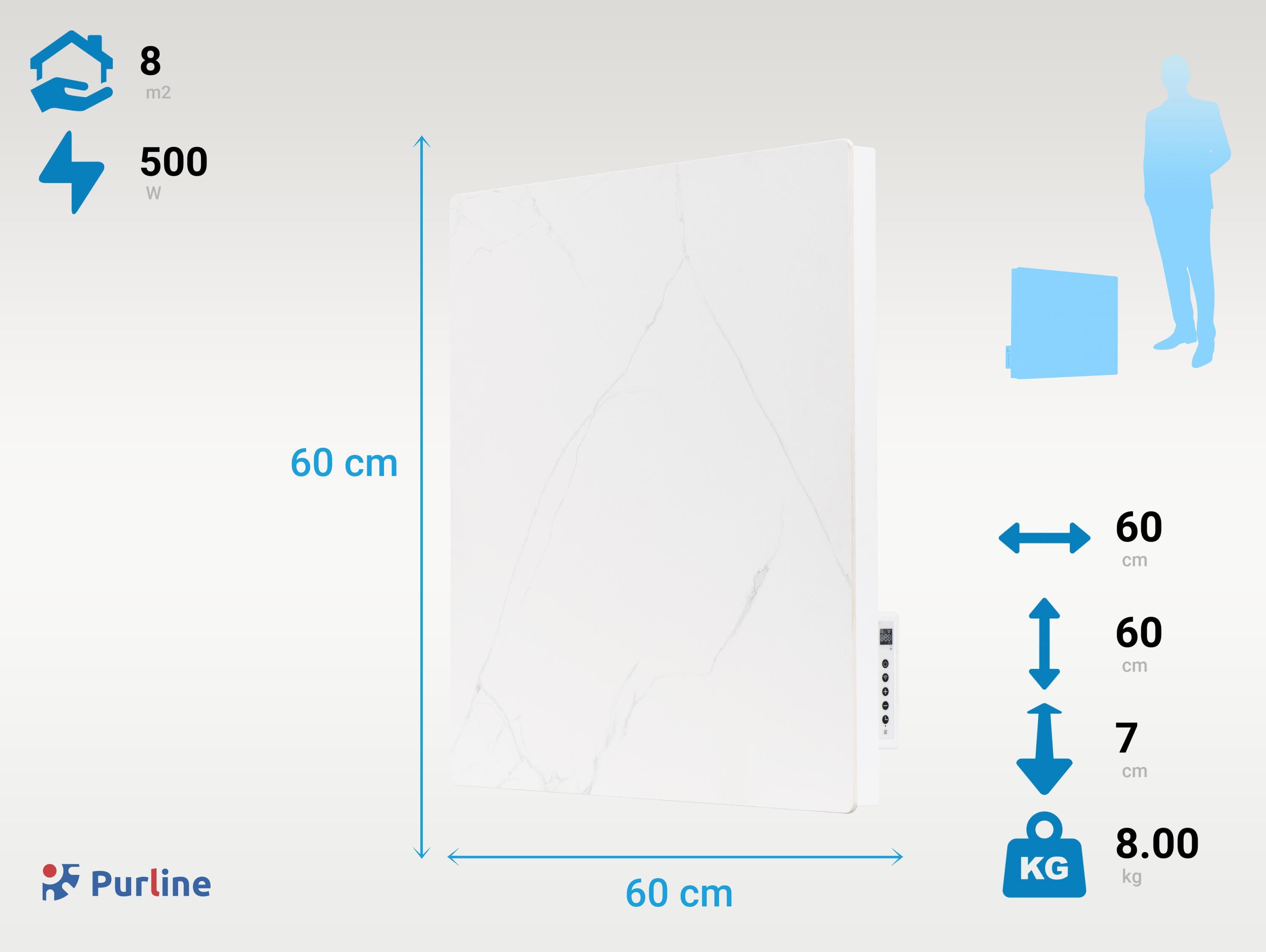Emettitore termico con frontale in ceramica con finitura marmorea