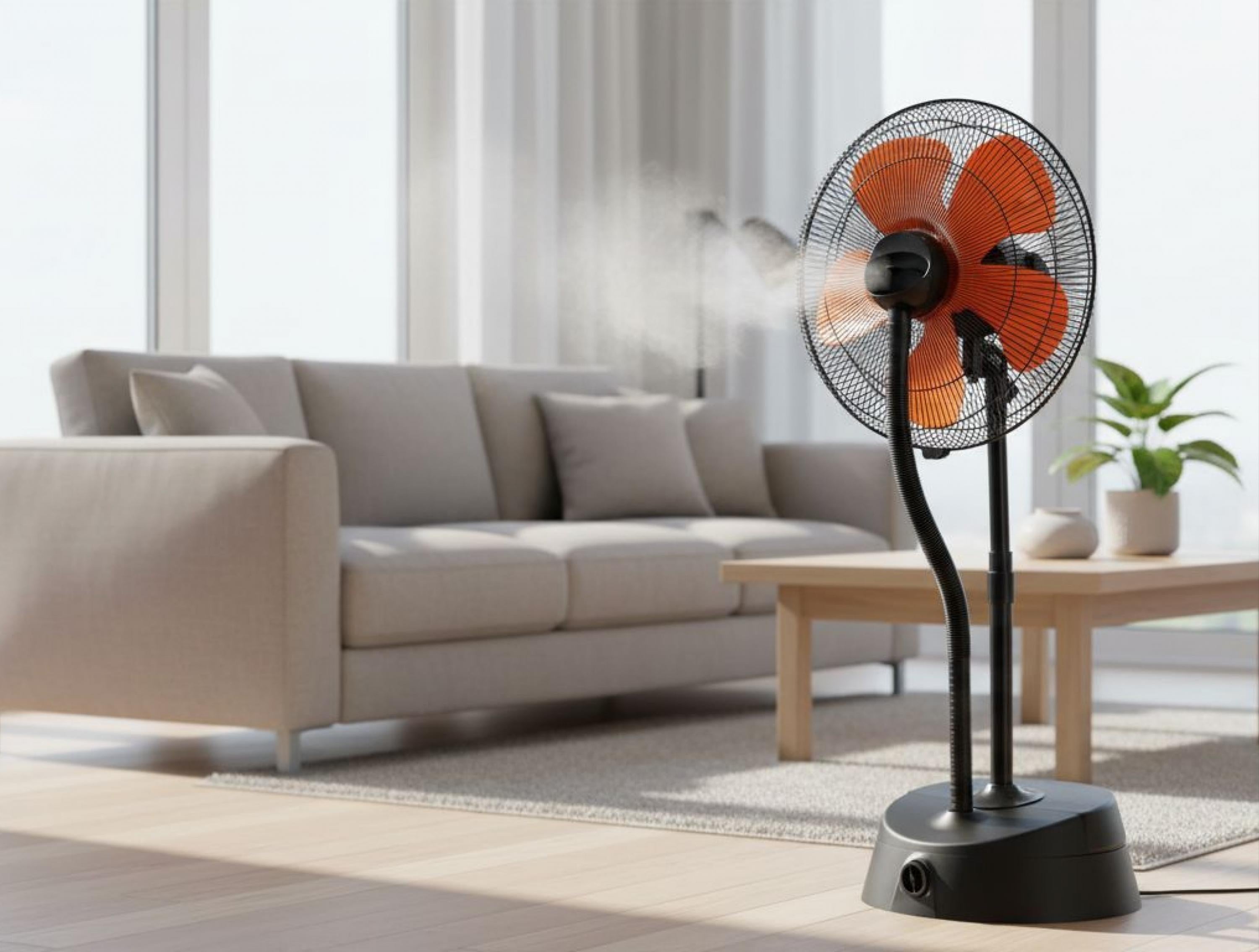 Potenza massima 200 W Ventilatore nebulizzatore ø 46 cm nero e arancione con telecomando