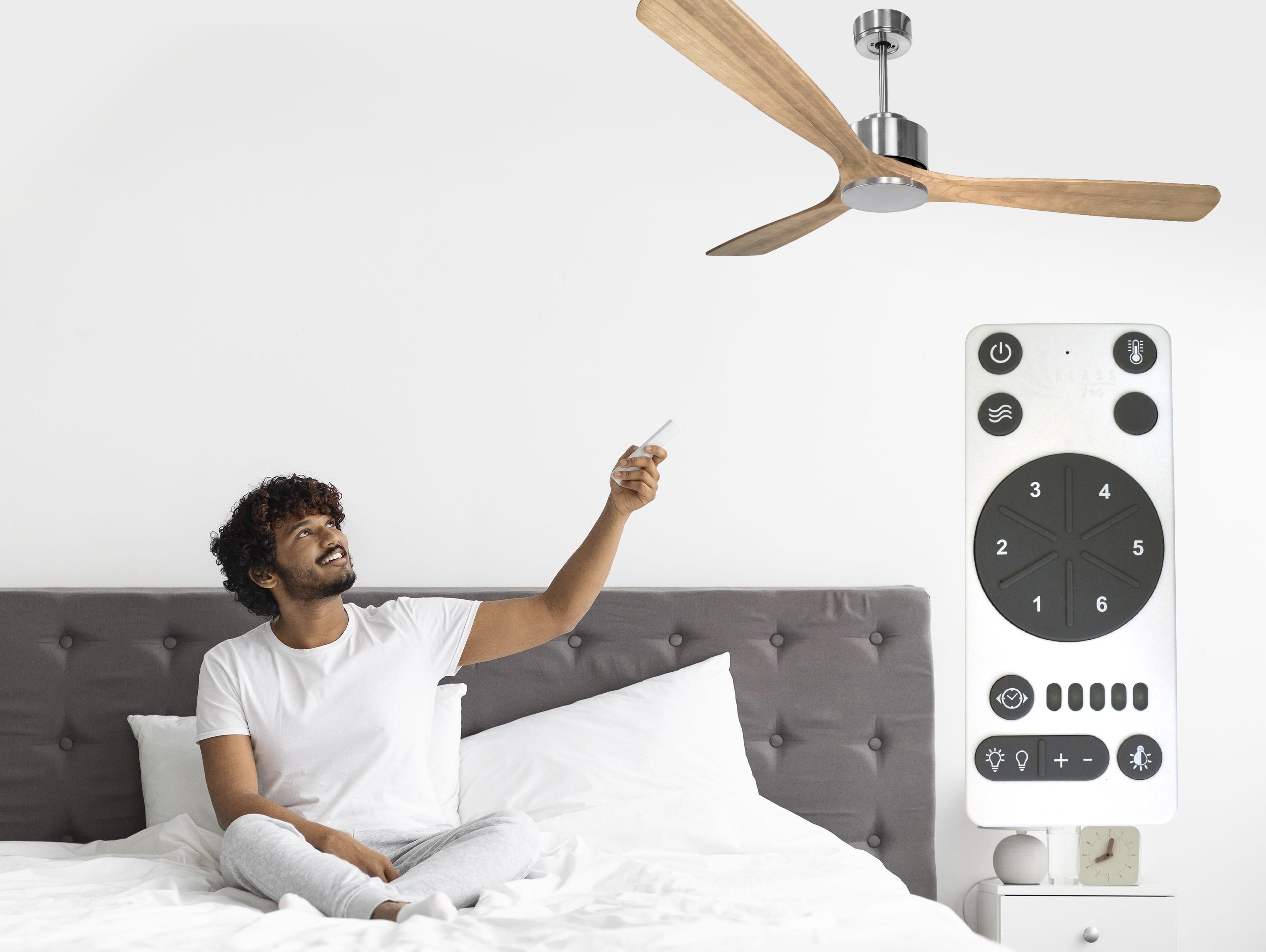   Ventilatore da soffitto Reversibile Termostato Wifi Motore CC Tetti inclinati Telecomando Hypersilence Memoria Shopify Vendible (AUTOMATICO)