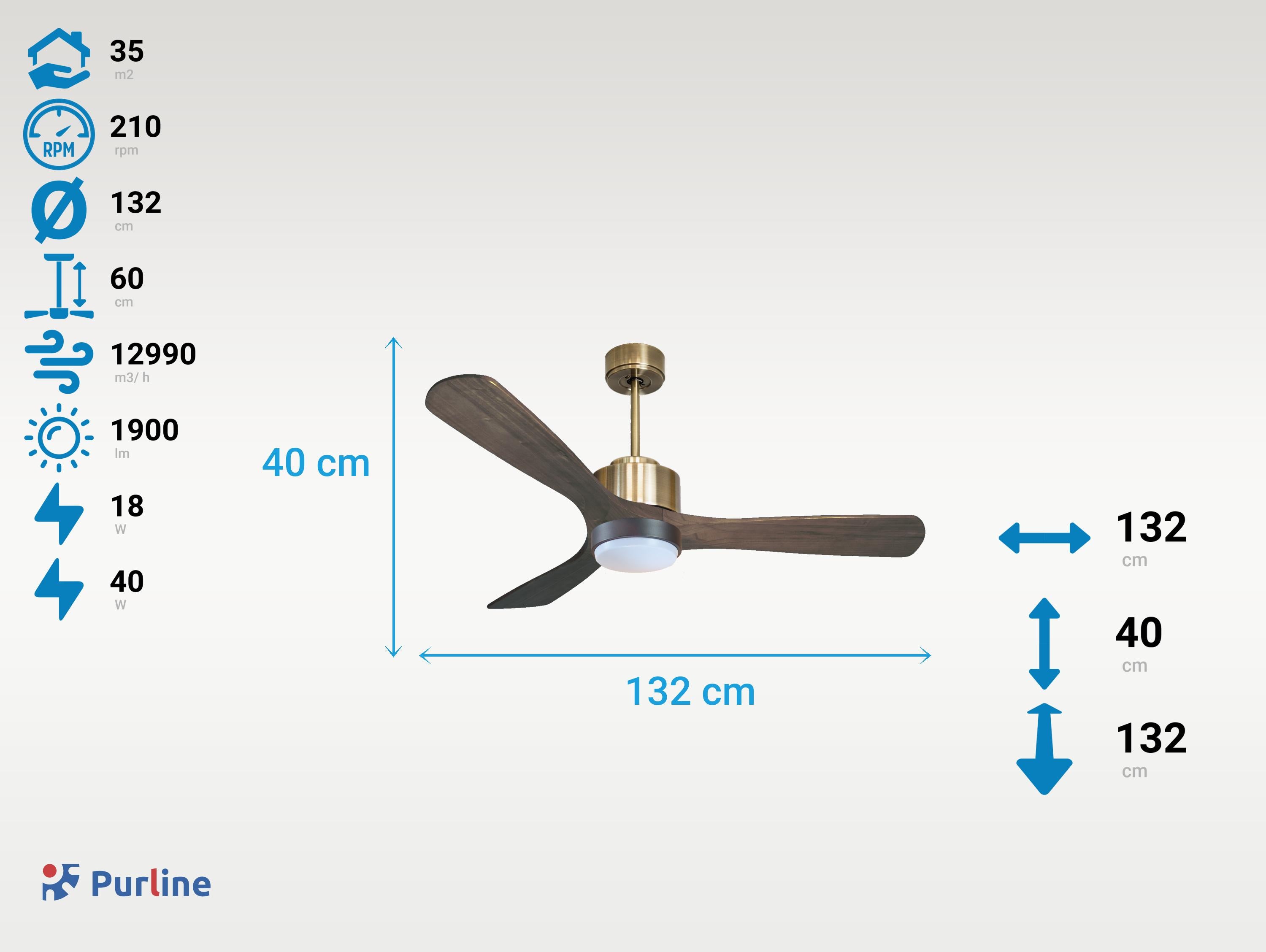 Ventilatore a soffitto ultra silenzioso e a basso consumo DC MoyoD132C02LED65963