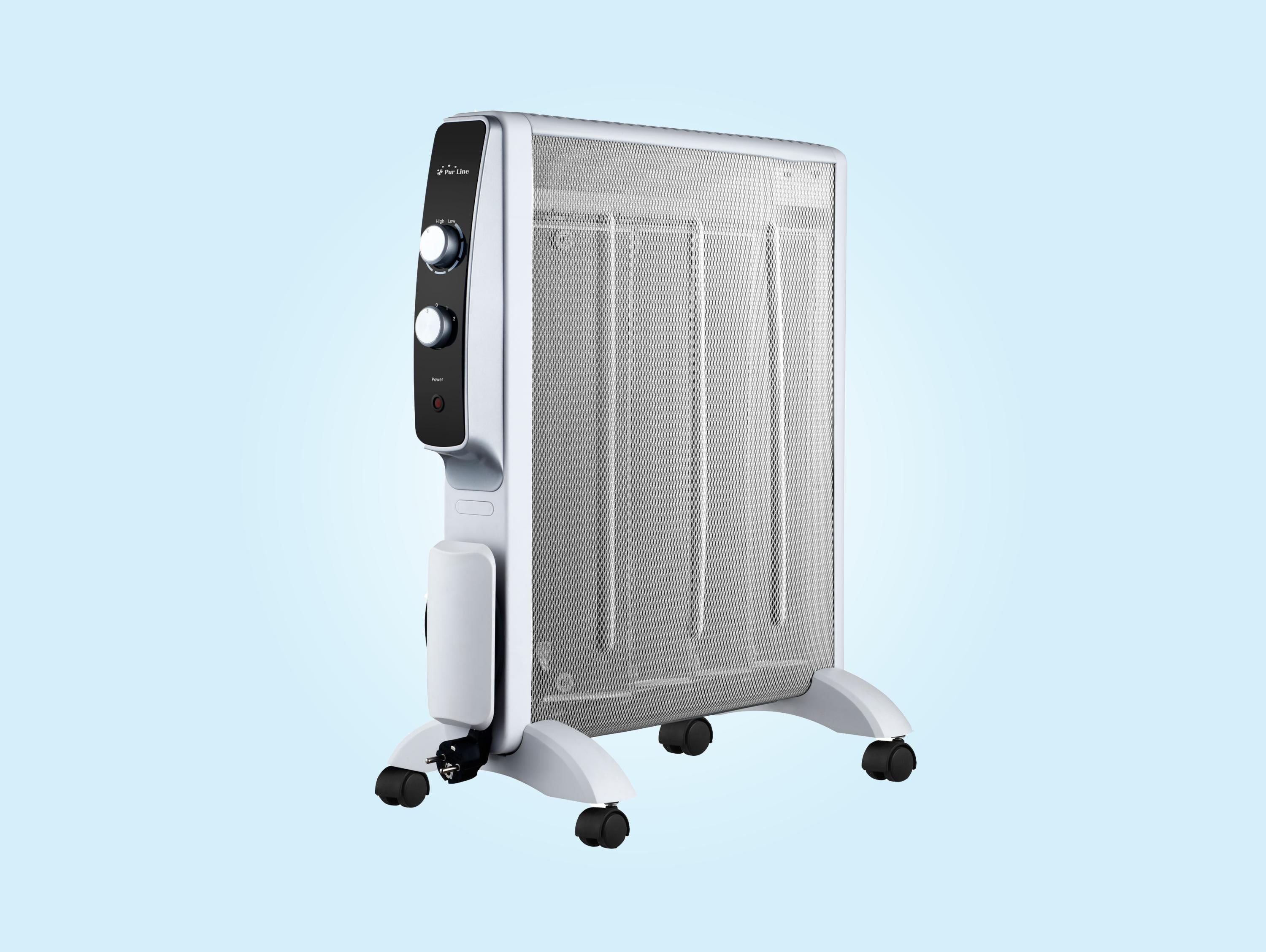 Stufa elettrica portatile colore nero, pannelli radianti in mica, riscaldamento rapido a basso consumo 2000 W con termostato