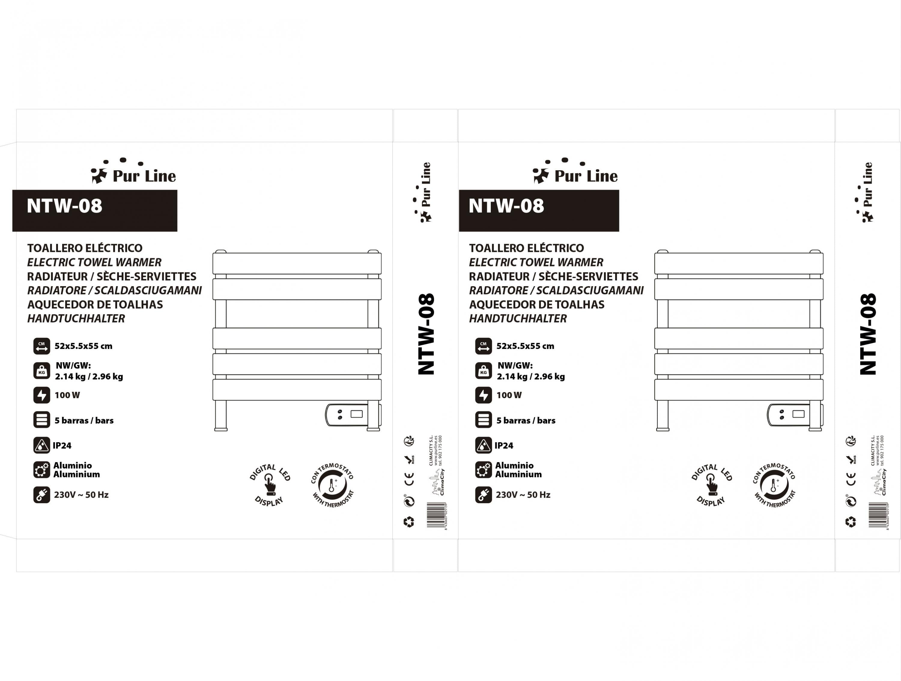 Scaldasalviette elettrico compatto nero 100W