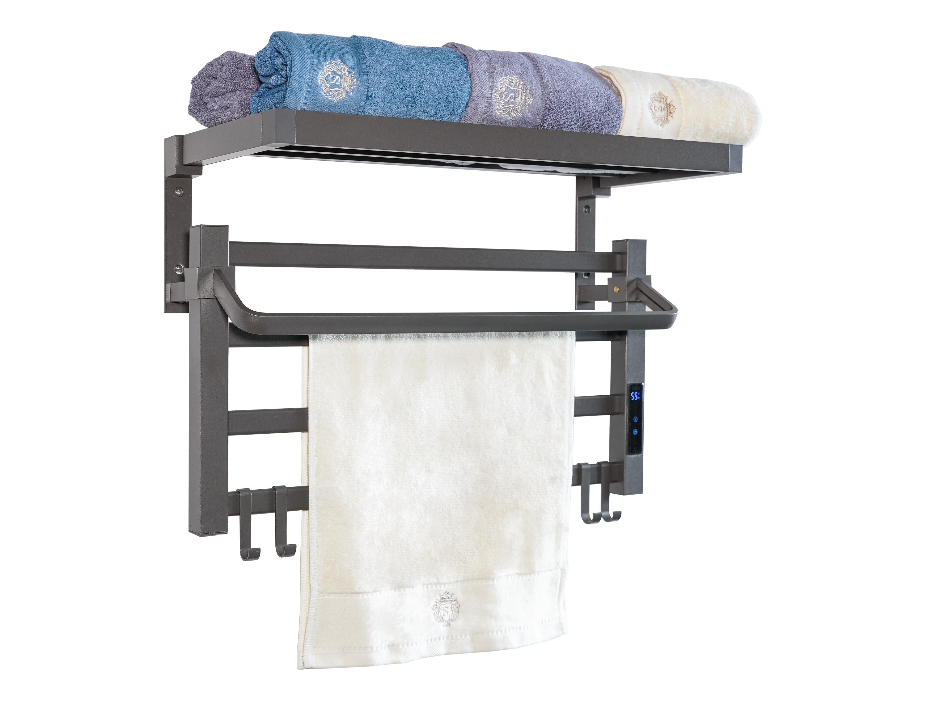 Scaldasalviette elettrico con mensola grigio antracite 55W