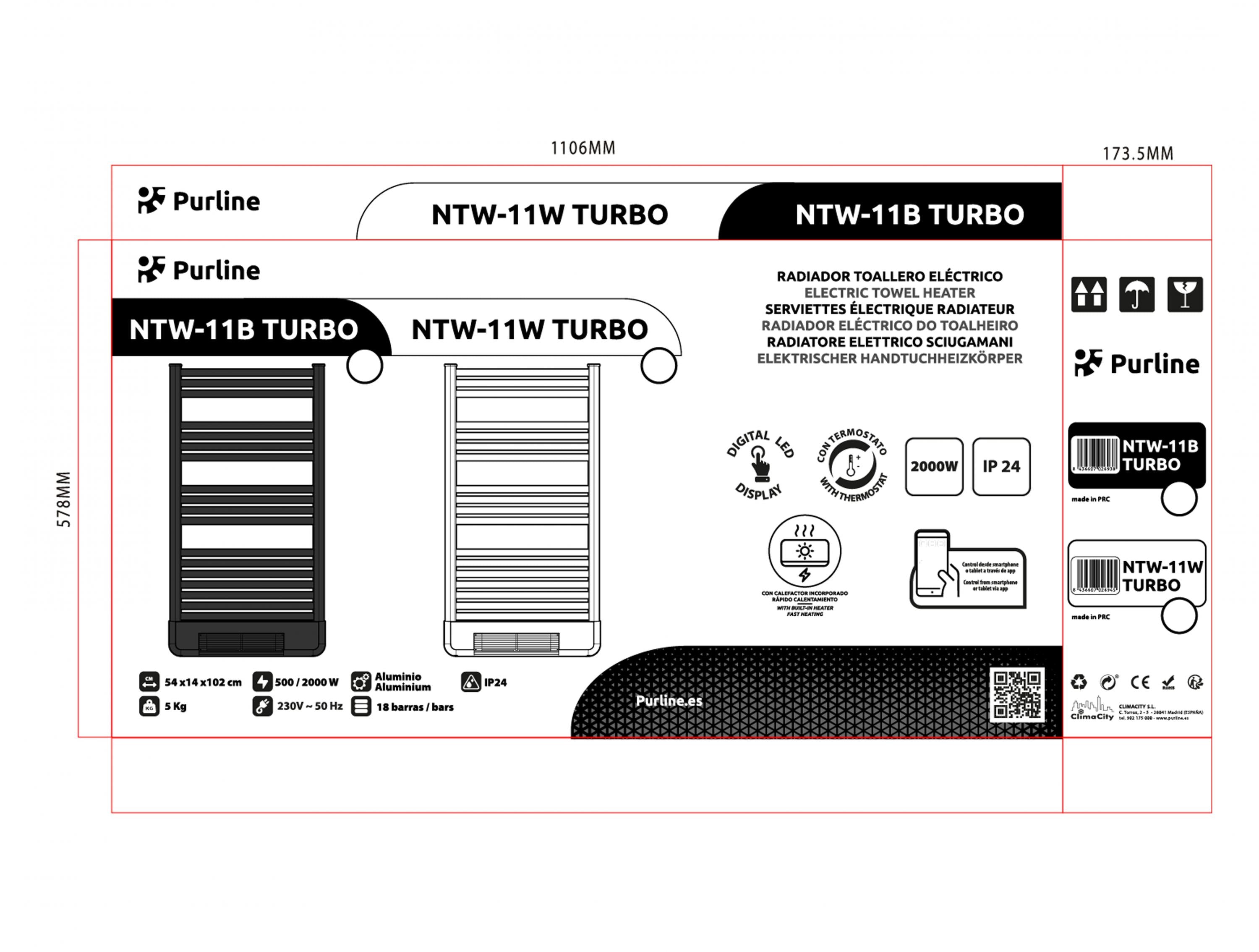 Radiatore portasciugamani con riscaldatore integrato e controllo WiFi