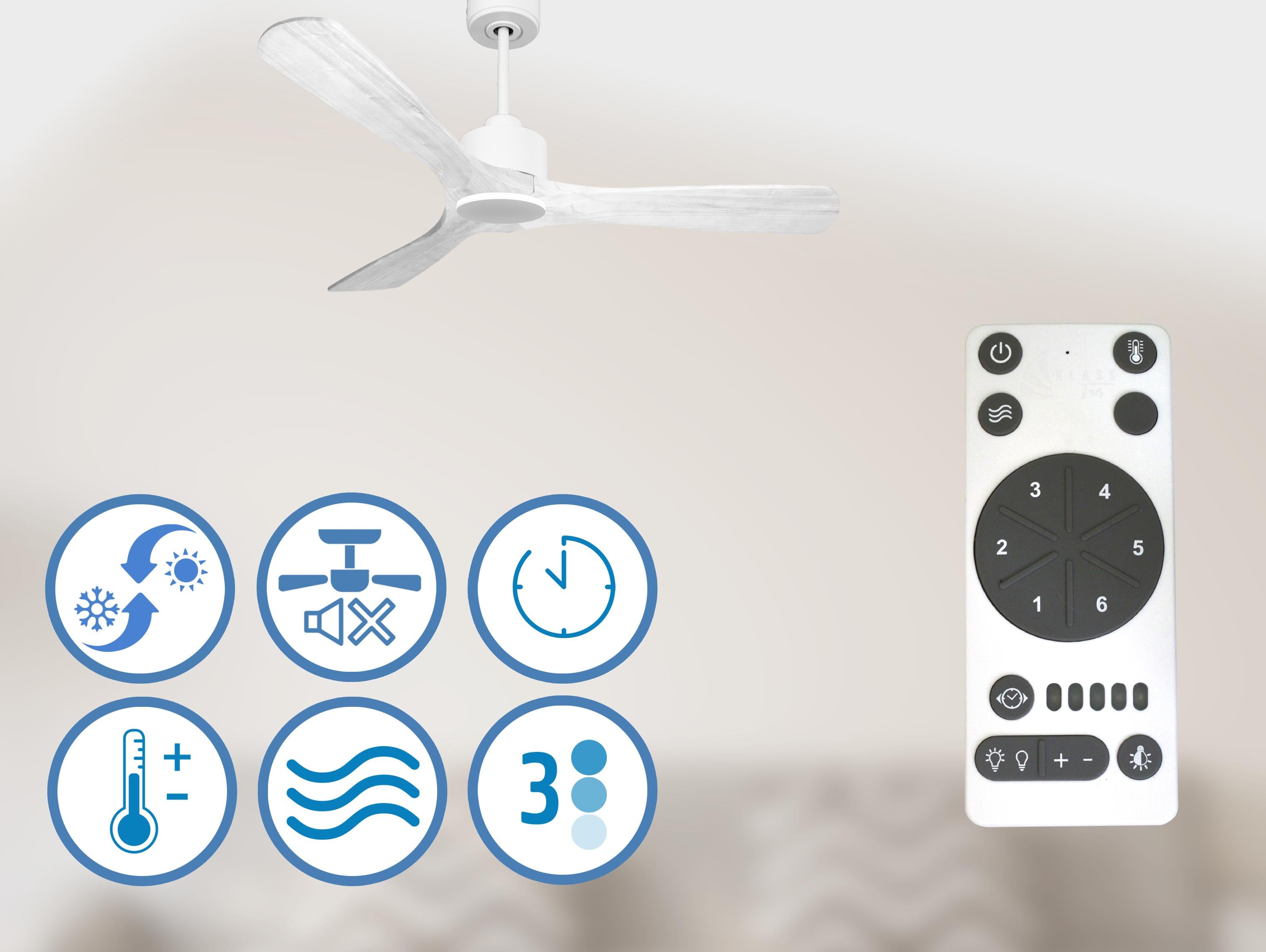 Ventilatore da soffitto Wifi Motore CC Telecomando Hypersilence Memoria