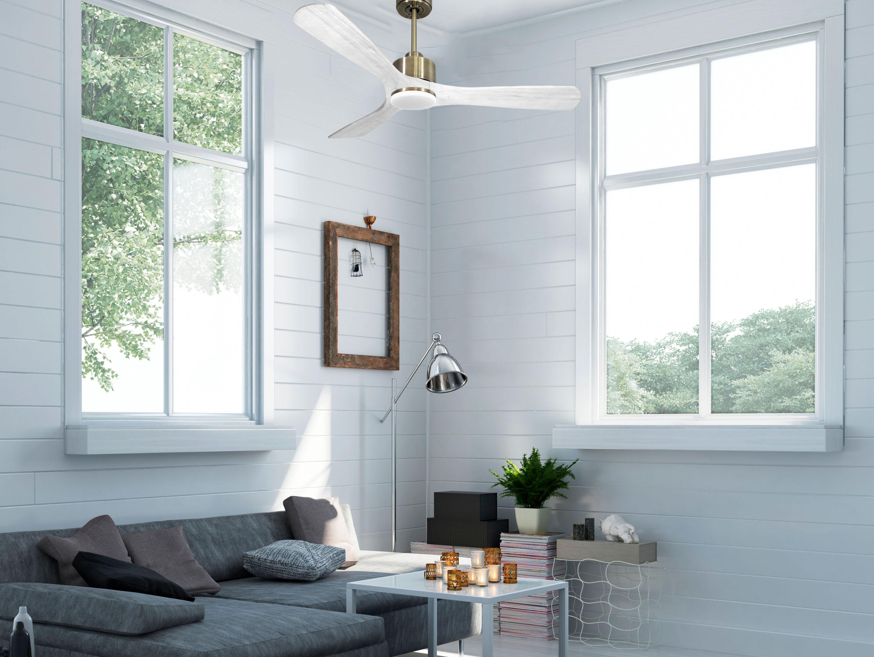 NusaD132C03LED67661: Ventilatore da soffitto Reversibile Termostato Dimmabile Wifi Motore CC Tetti inclinati Telecomando Luce a tre toni Hypersilence Memoria Shopify Vendible (AUTOMATICO)