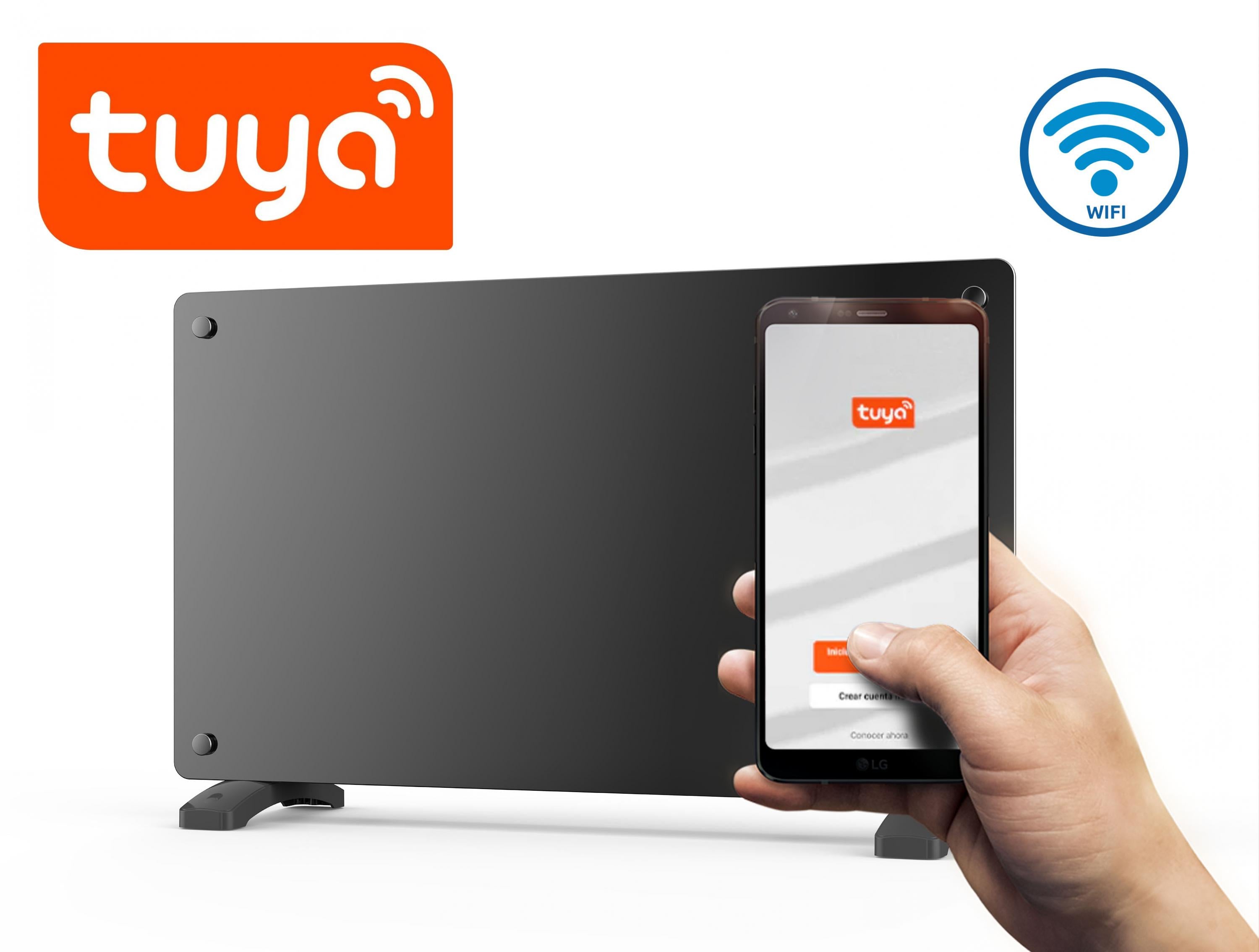 Radiatore con pannello in vetro da 1500W e controllo WiFi tramite App