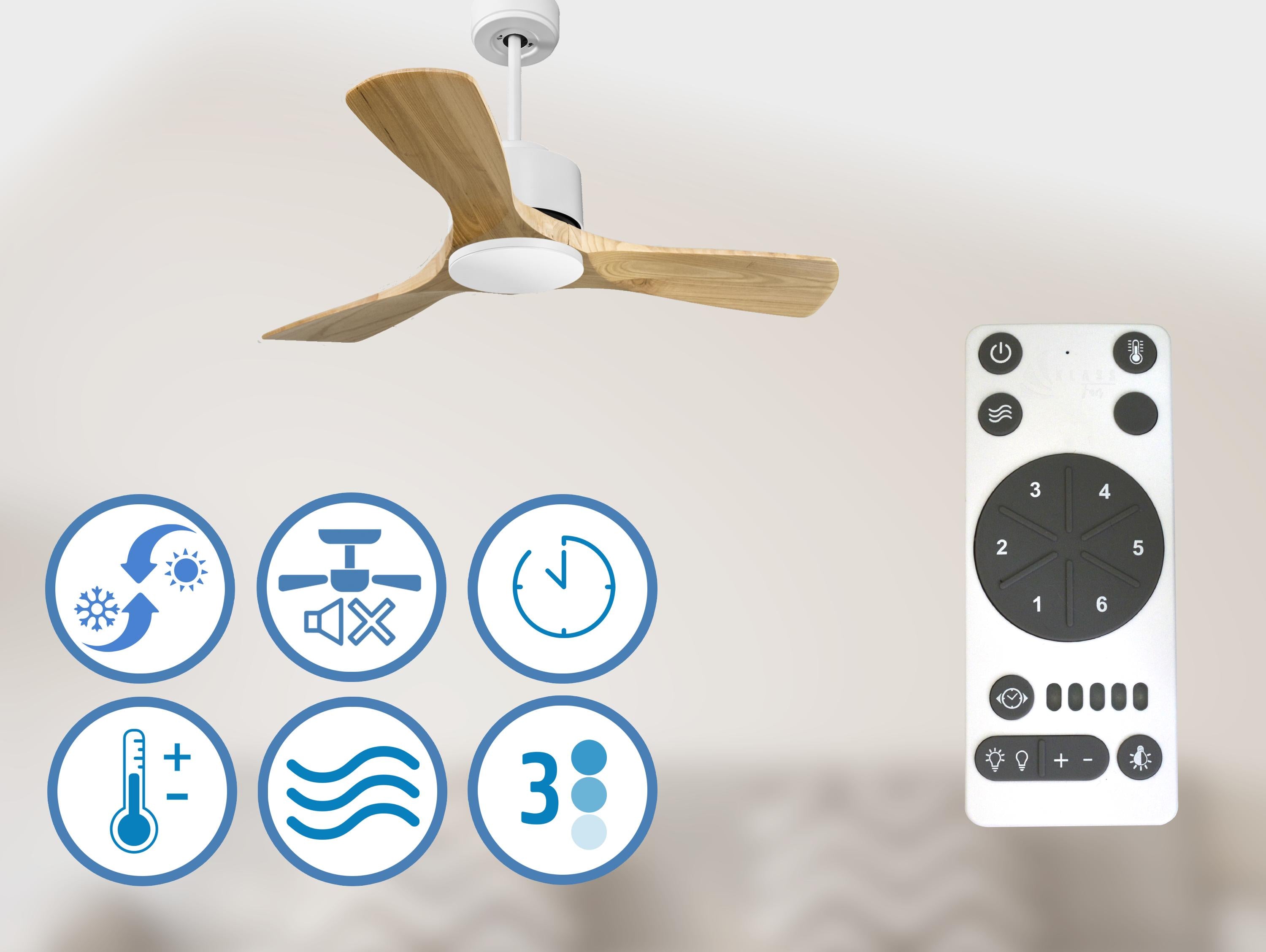 Rarotonga D106 C02 66055: Ventilatore da soffitto ø106 cm con Wifi Reversibile Hypersilence