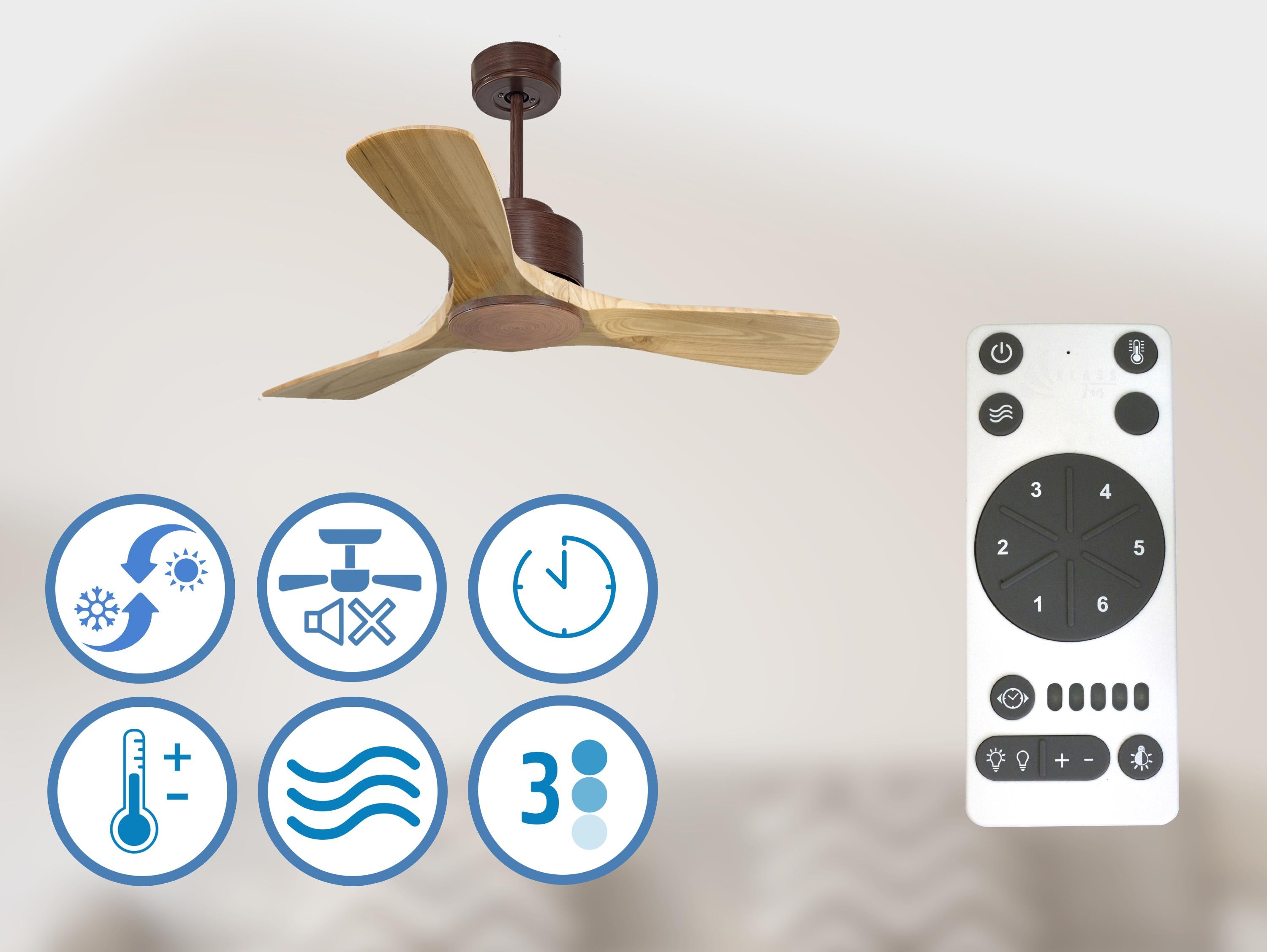 Rarotonga D106 C02 66862: Ventilatore da soffitto ø106 cm con Wifi Reversibile Hypersilence