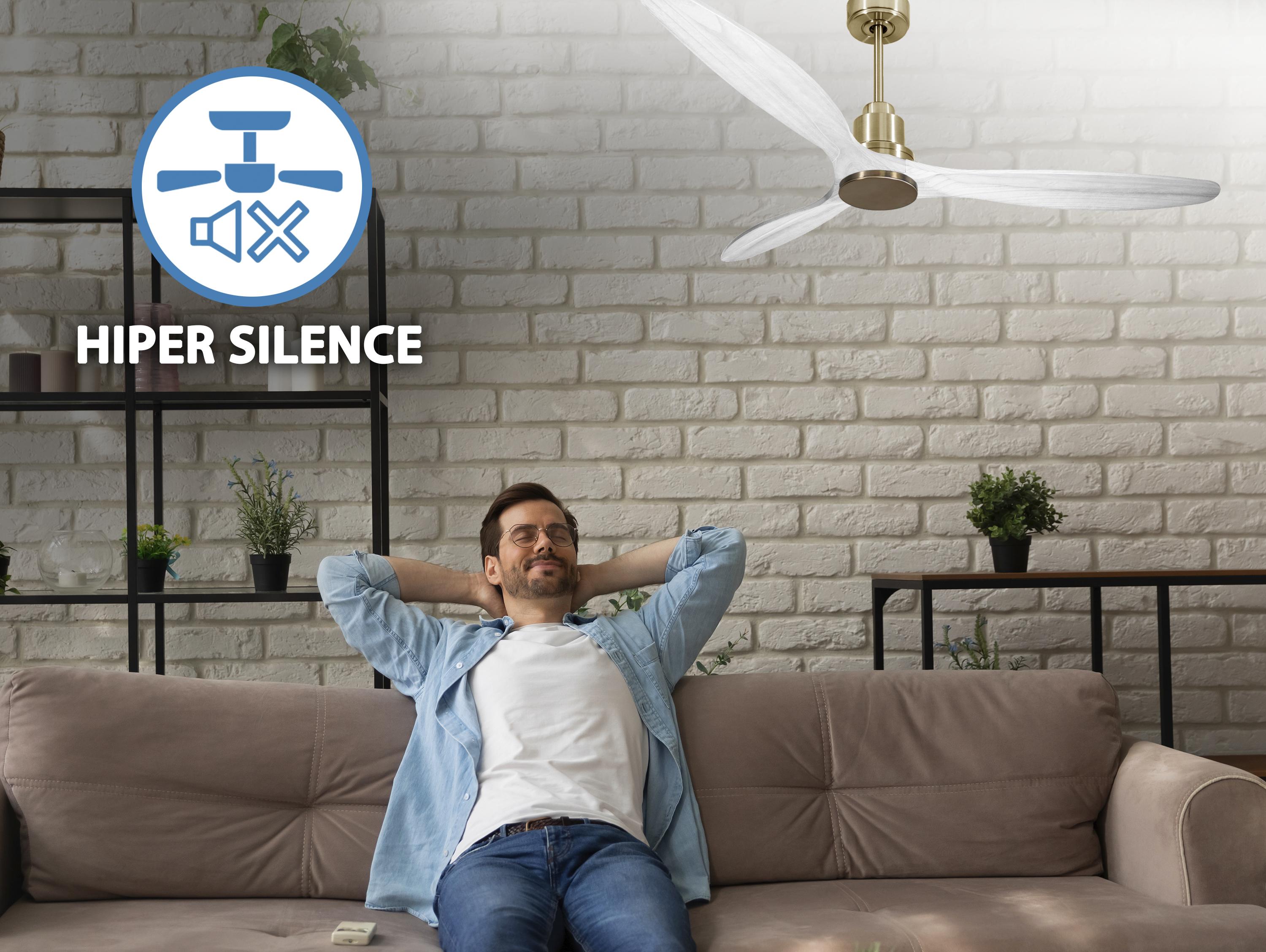 Ventilatore da soffitto Reversibile Termostato Wifi Motore CC Tetti inclinati Telecomando Hypersilence Memoria Shopify Vendible (AUTOMATICO)