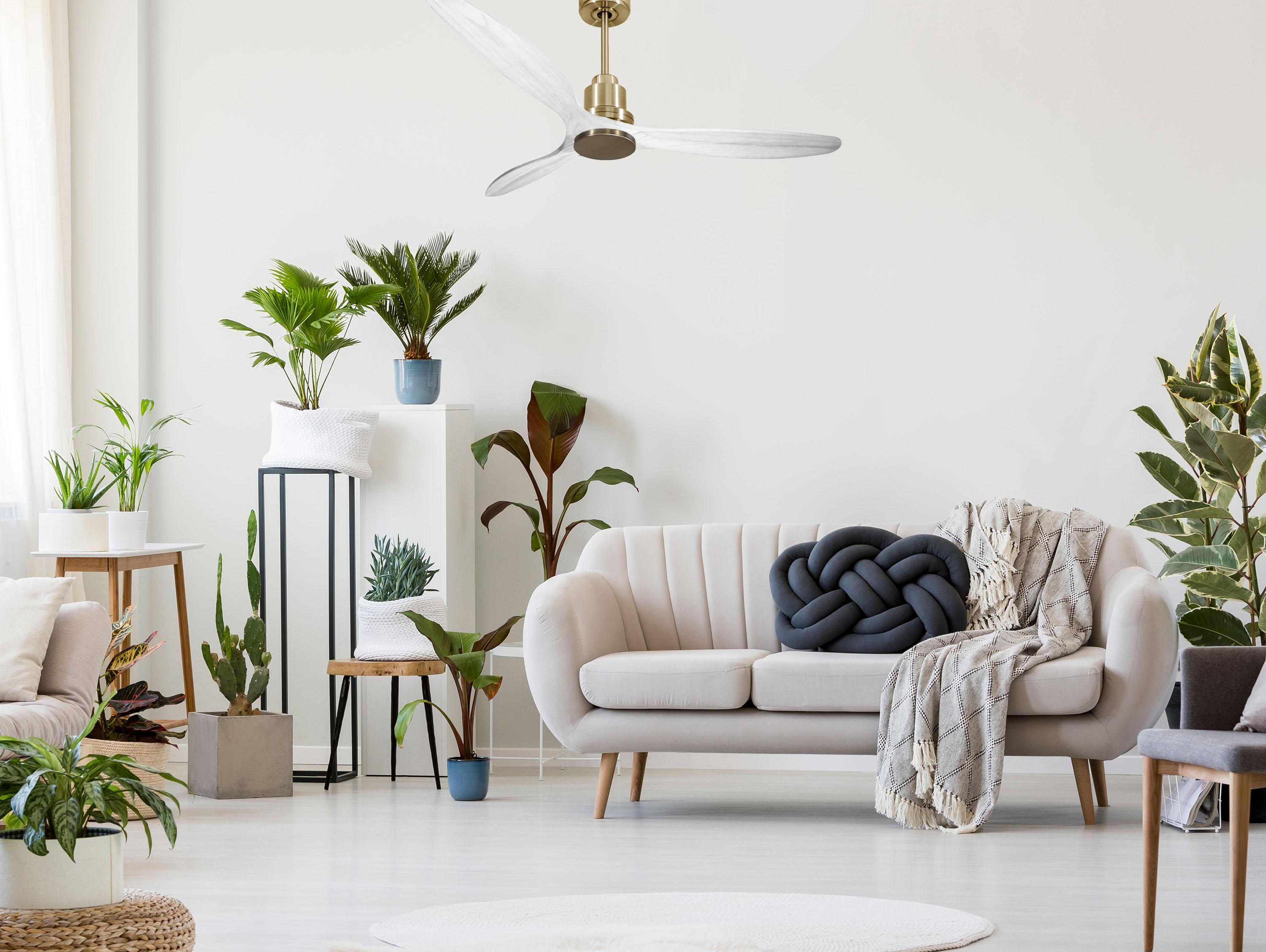 Ventilatore da soffitto Reversibile Termostato Wifi Motore CC Tetti inclinati Telecomando Hypersilence Memoria Shopify Vendible (AUTOMATICO)