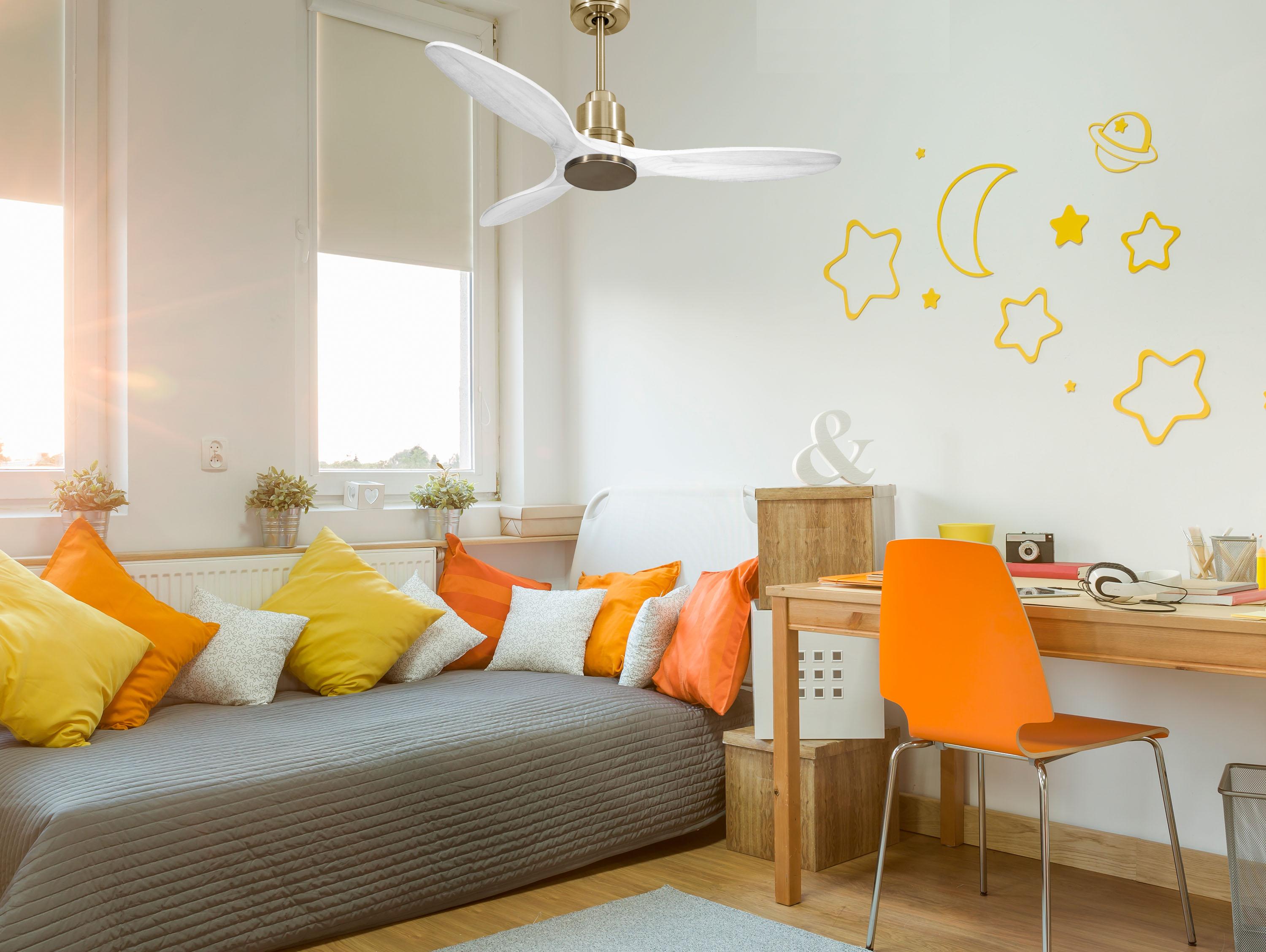 Ventilatore da soffitto Reversibile Termostato Wifi Motore CC Tetti inclinati Telecomando Hypersilence Memoria Shopify Vendible (AUTOMATICO)