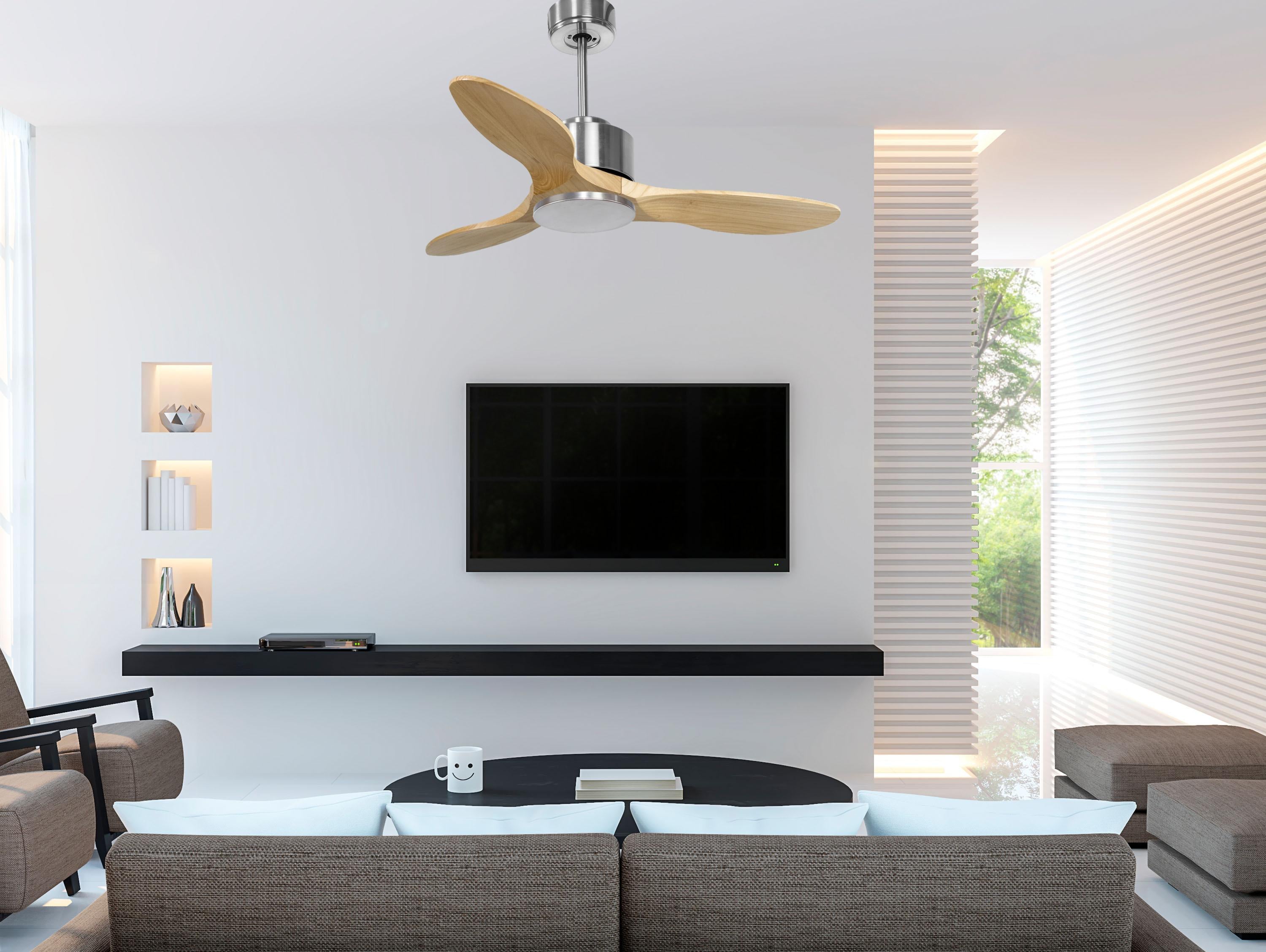 Spetses D106 C02 66413: Ventilatore da soffitto Reversibile Termostato Wifi Motore CC Tetti inclinati Telecomando Hypersilence Memoria Shopify Vendible (AUTOMATICO)