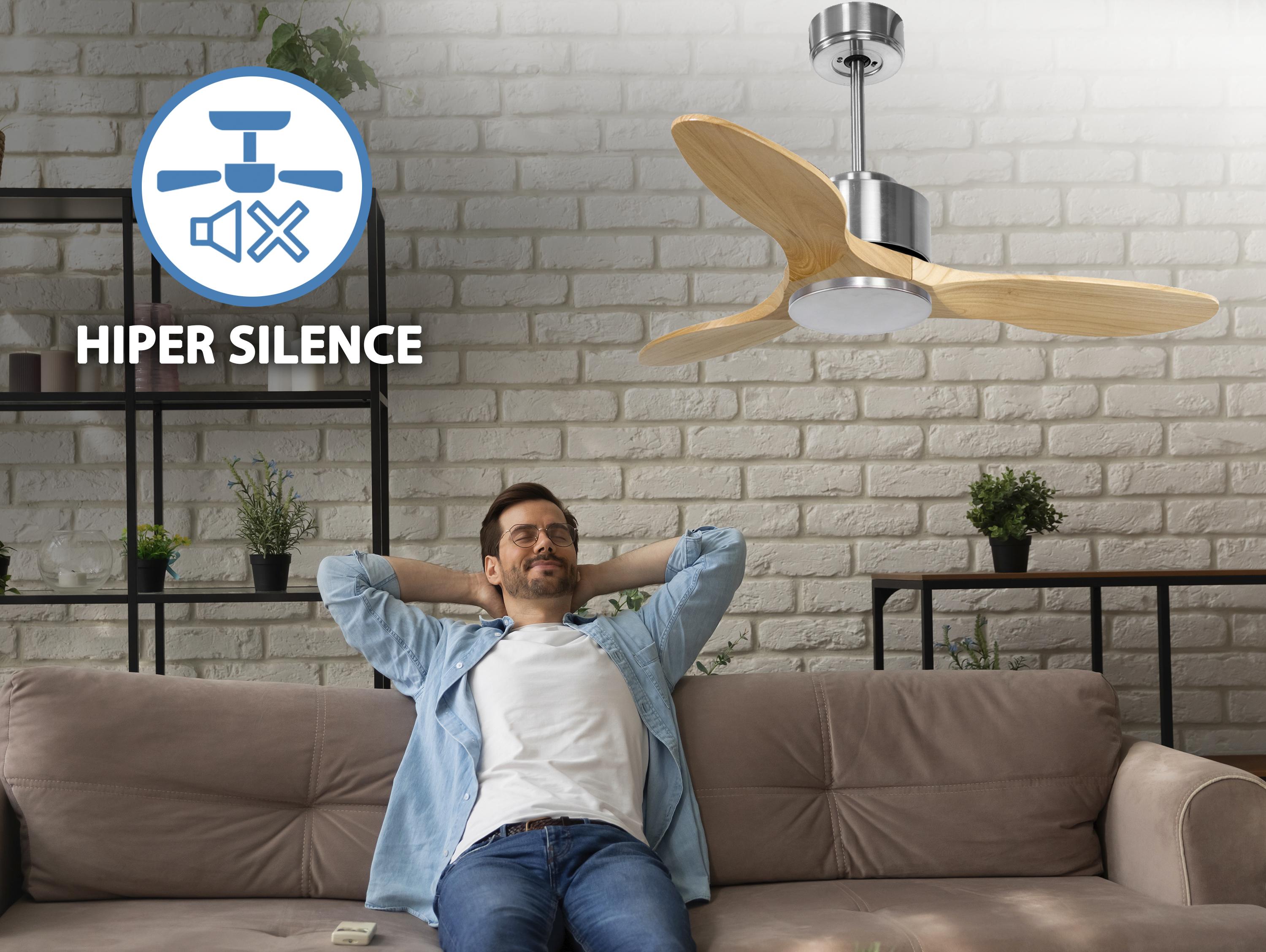   Ventilatore da soffitto Reversibile Termostato Wifi Motore CC Tetti inclinati Telecomando Hypersilence Memoria Shopify Vendible (AUTOMATICO)