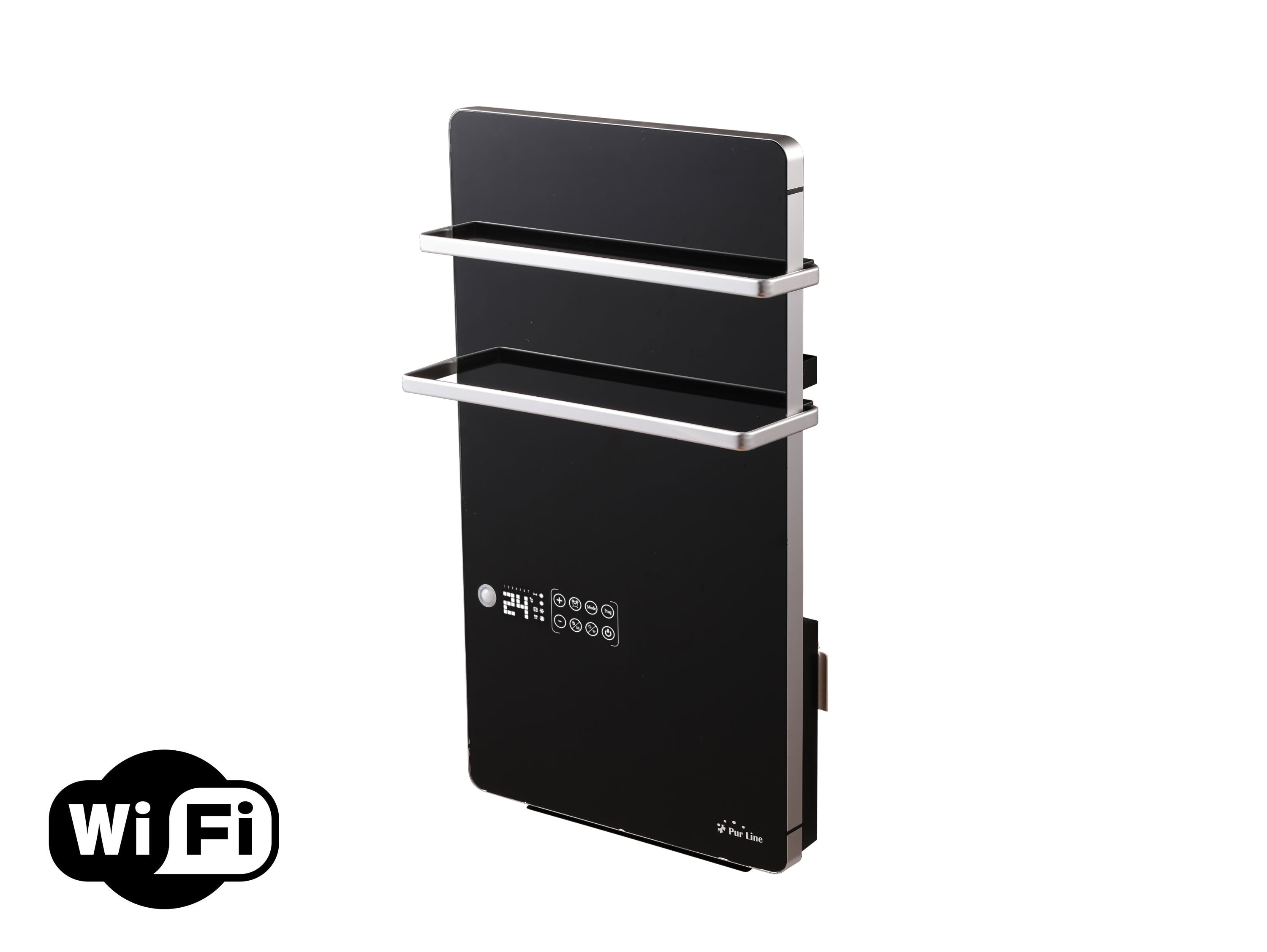 Scaldasalviette elettrico digitale da 2000W in nero con controllo WIFI