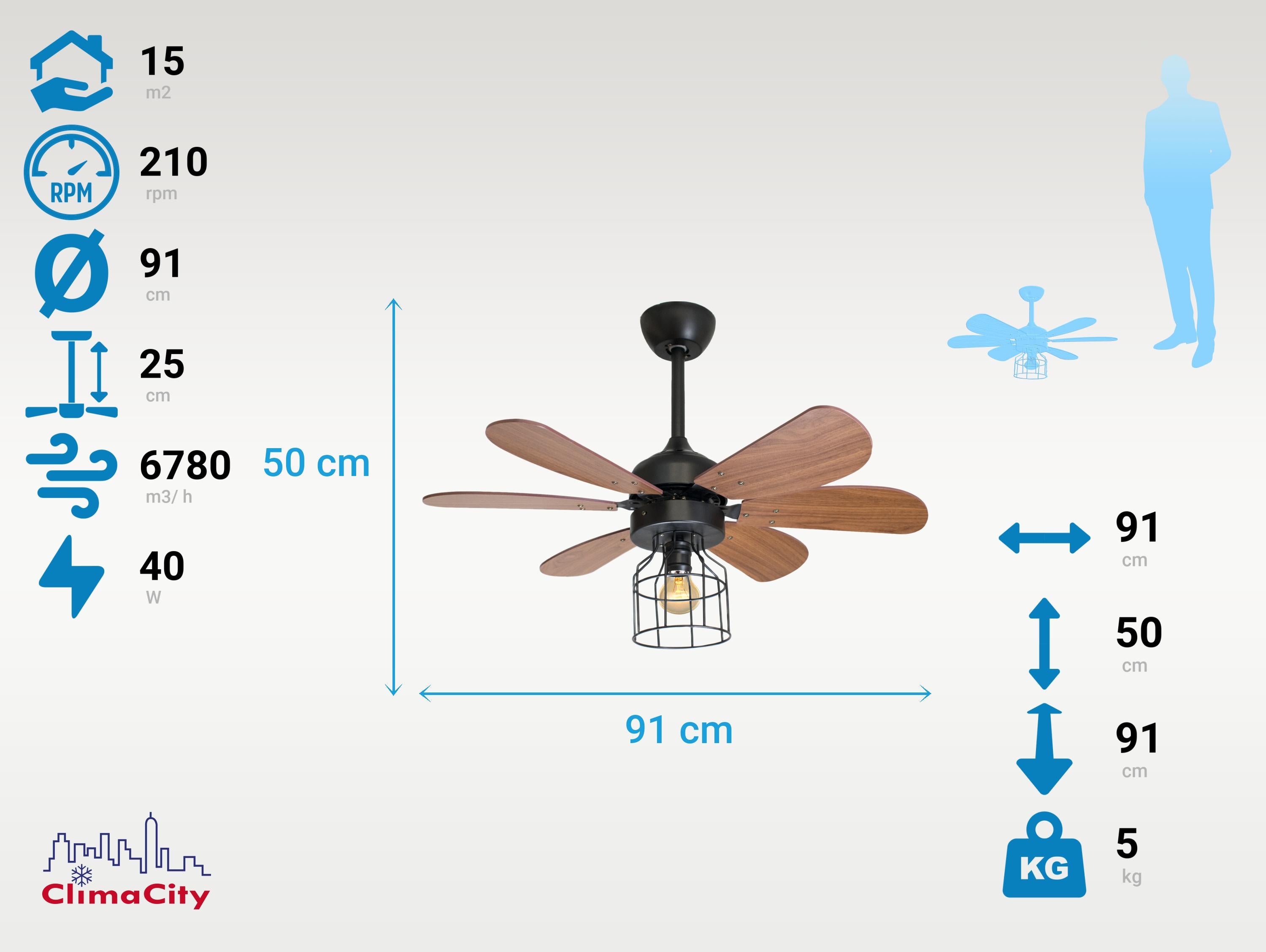 Ventilatore da soffitto ø91 cm Reversibile Hypersilence