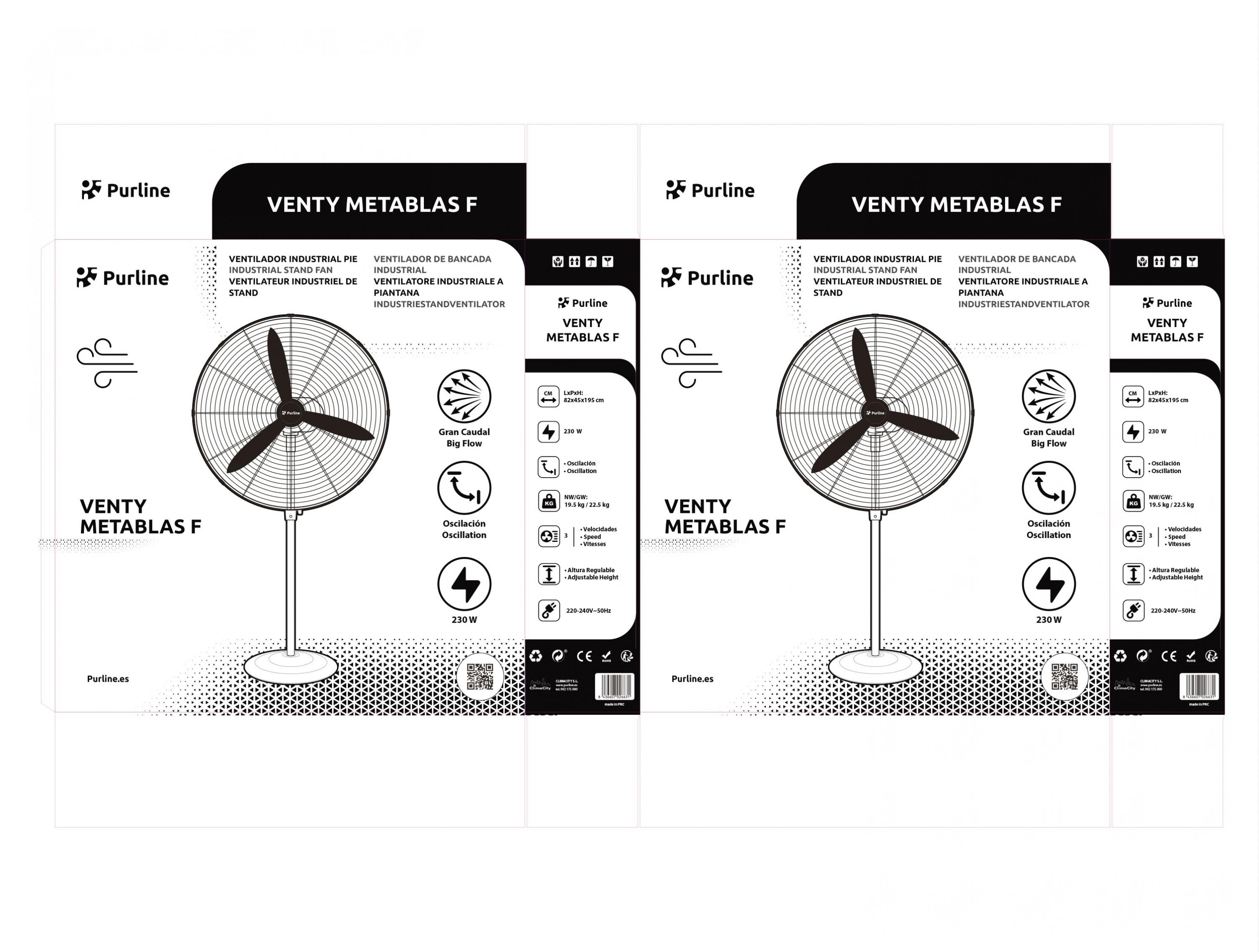Ventilatore industriale da 230W con albero in alluminio