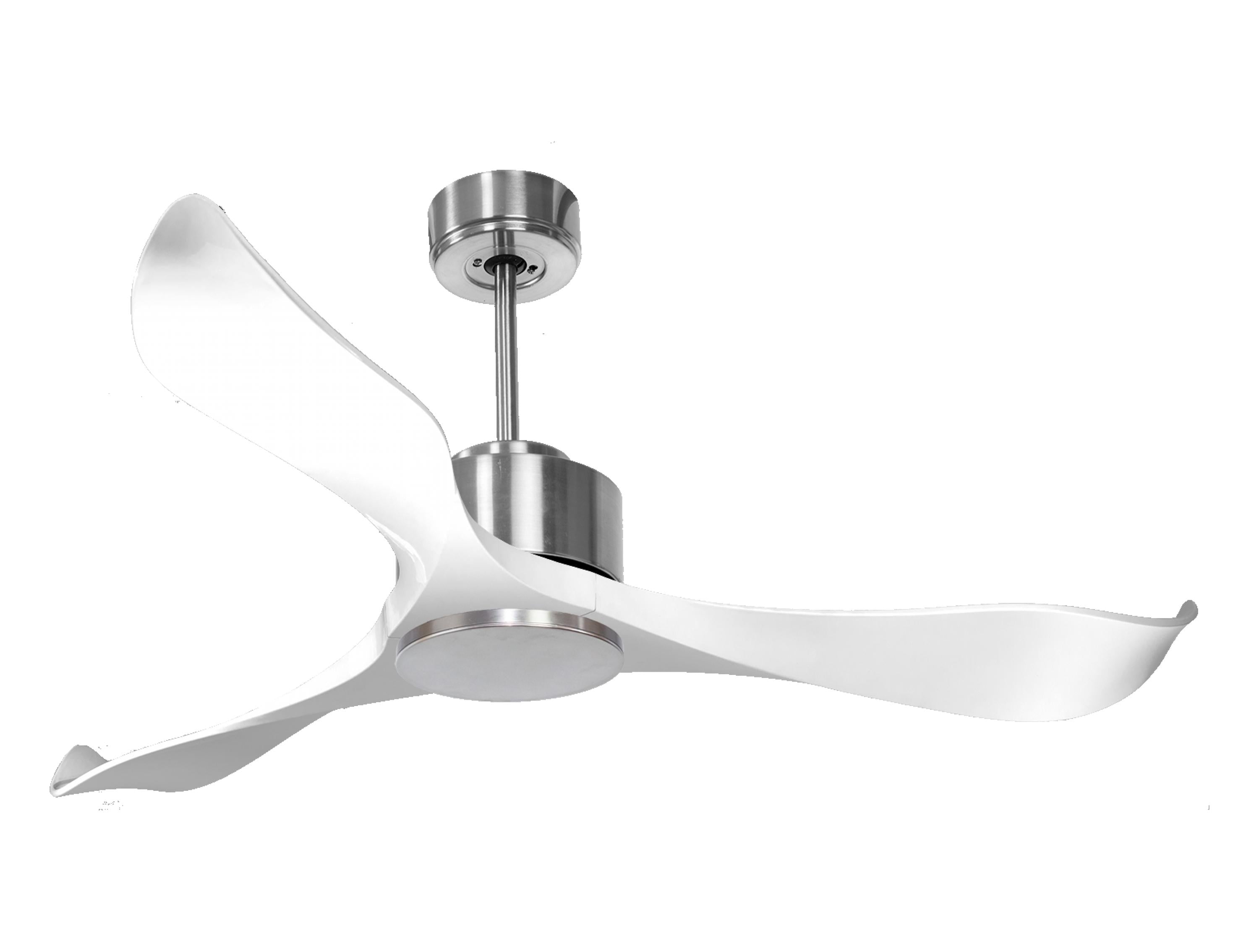 Ventilatore da soffitto Reversibile Termostato Wifi Motore CC Tetti inclinati Telecomando Adattatore 2/3 lame Hypersilence Memoria Shopify Vendible (AUTOMATICO)