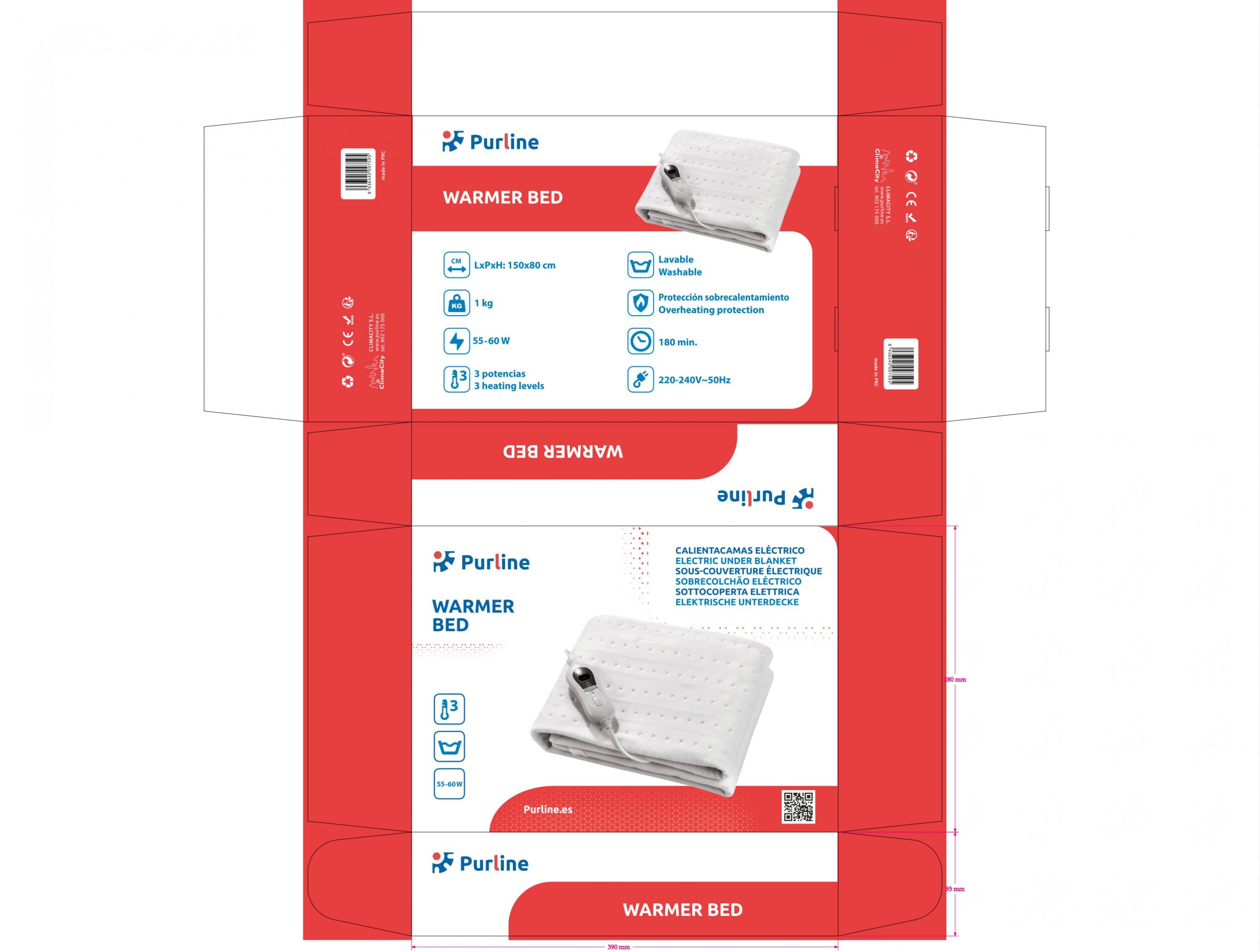 Coperta elettrica 60W bianco 150x80cm