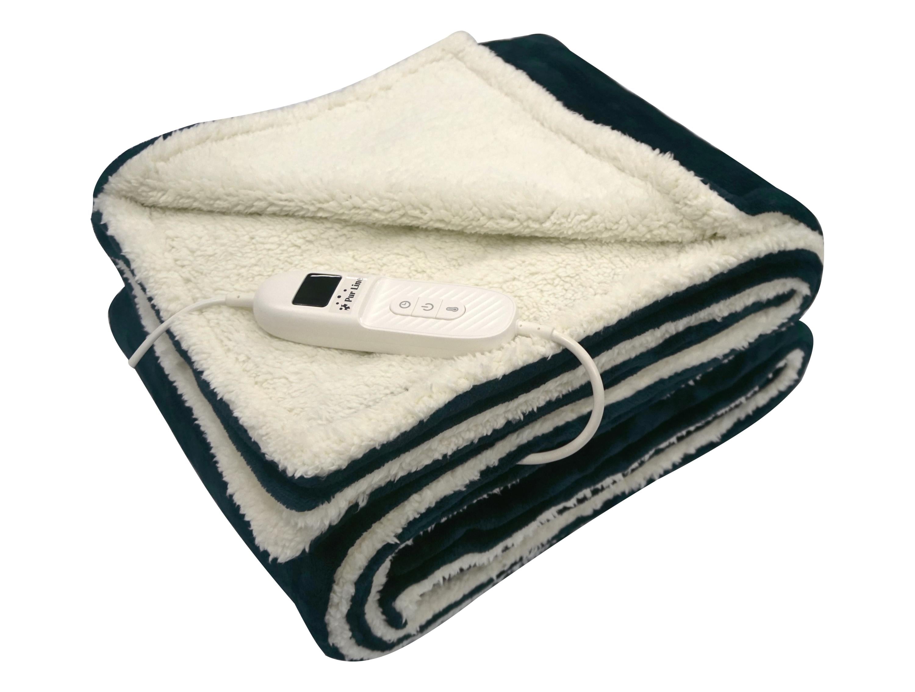 Coperta elettrica di grandi dimensioni con finitura in pelle di pecora