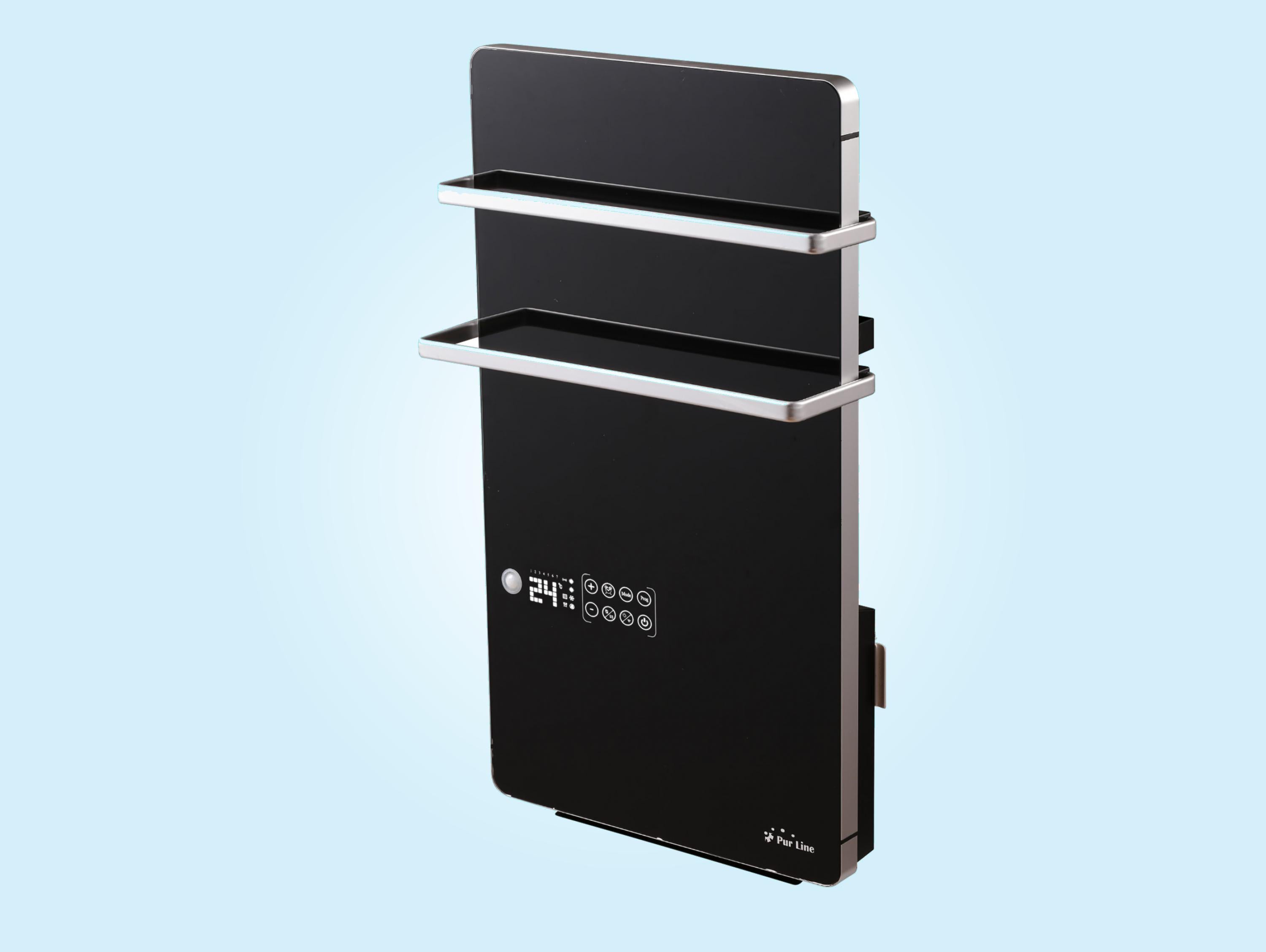 Scaldasalviette elettrico digitale da 2000W in nero con controllo WIFI