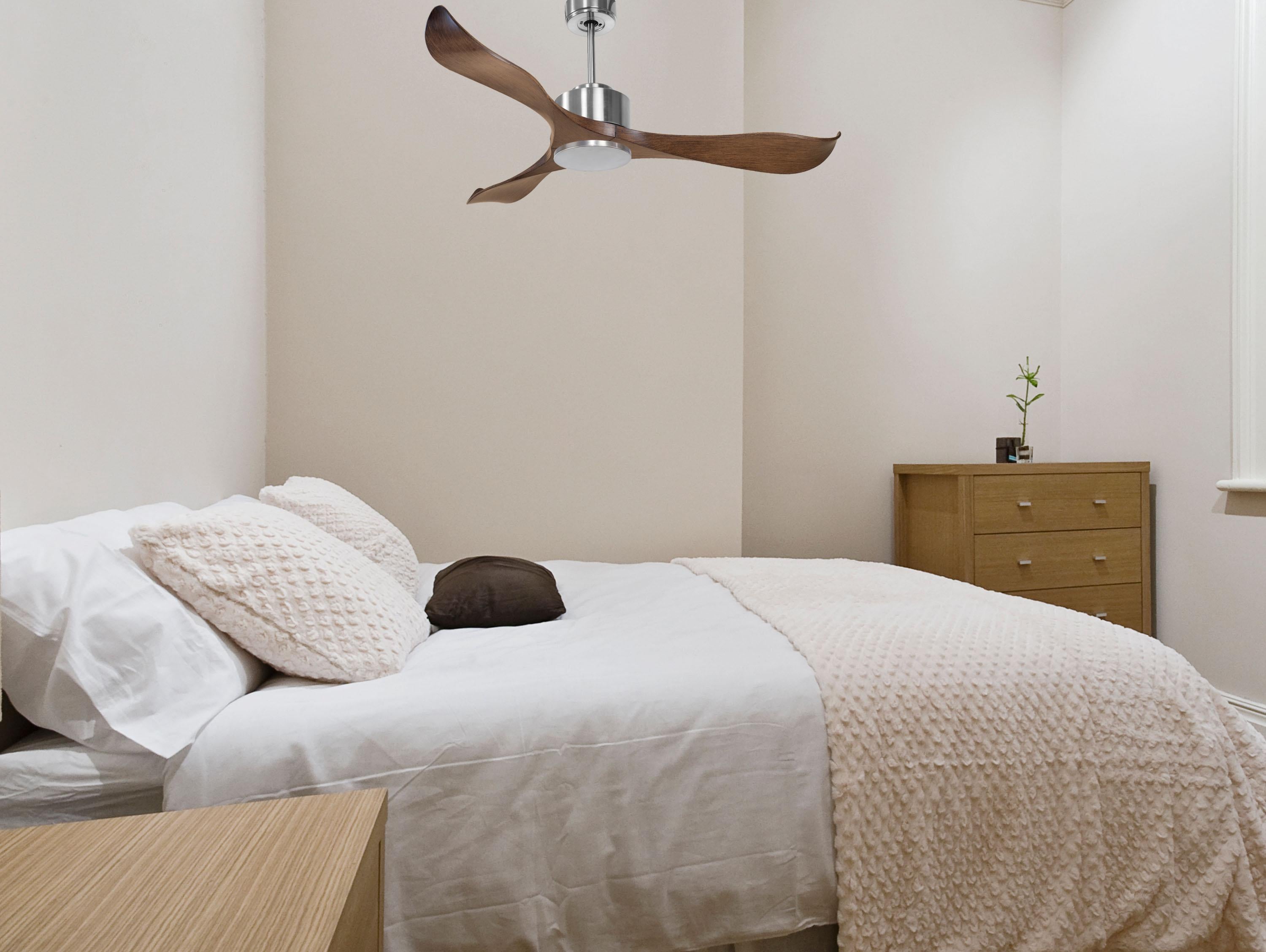   Ventilatore da soffitto Reversibile Termostato Wifi Motore CC Tetti inclinati Telecomando Adattatore 2/3 lame Hypersilence Memoria Shopify Vendible (AUTOMATICO)