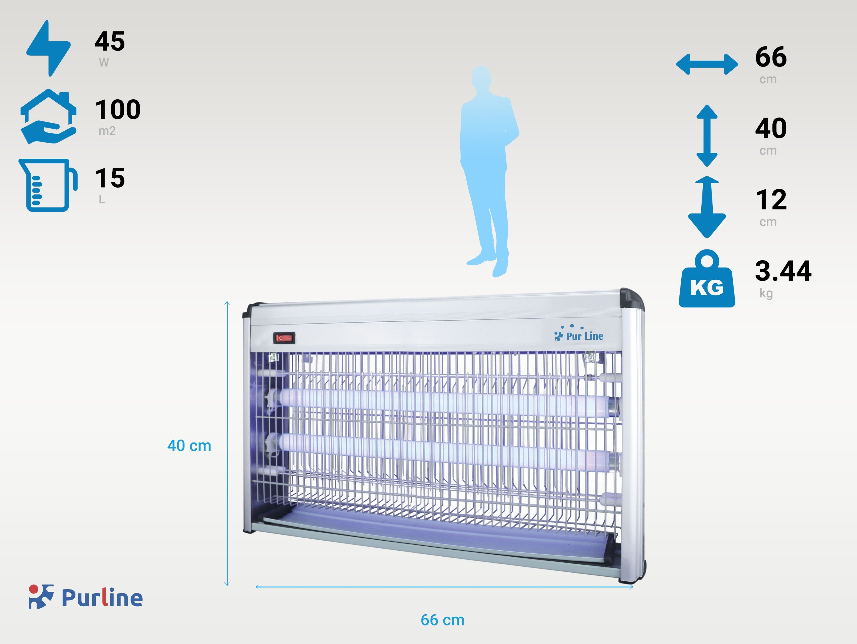 Zanzariera Elettrica, Potente 35W con Luce UV 2 x 20W , per Stanze, Giardini, Verande, Area Efficace di 100 m²