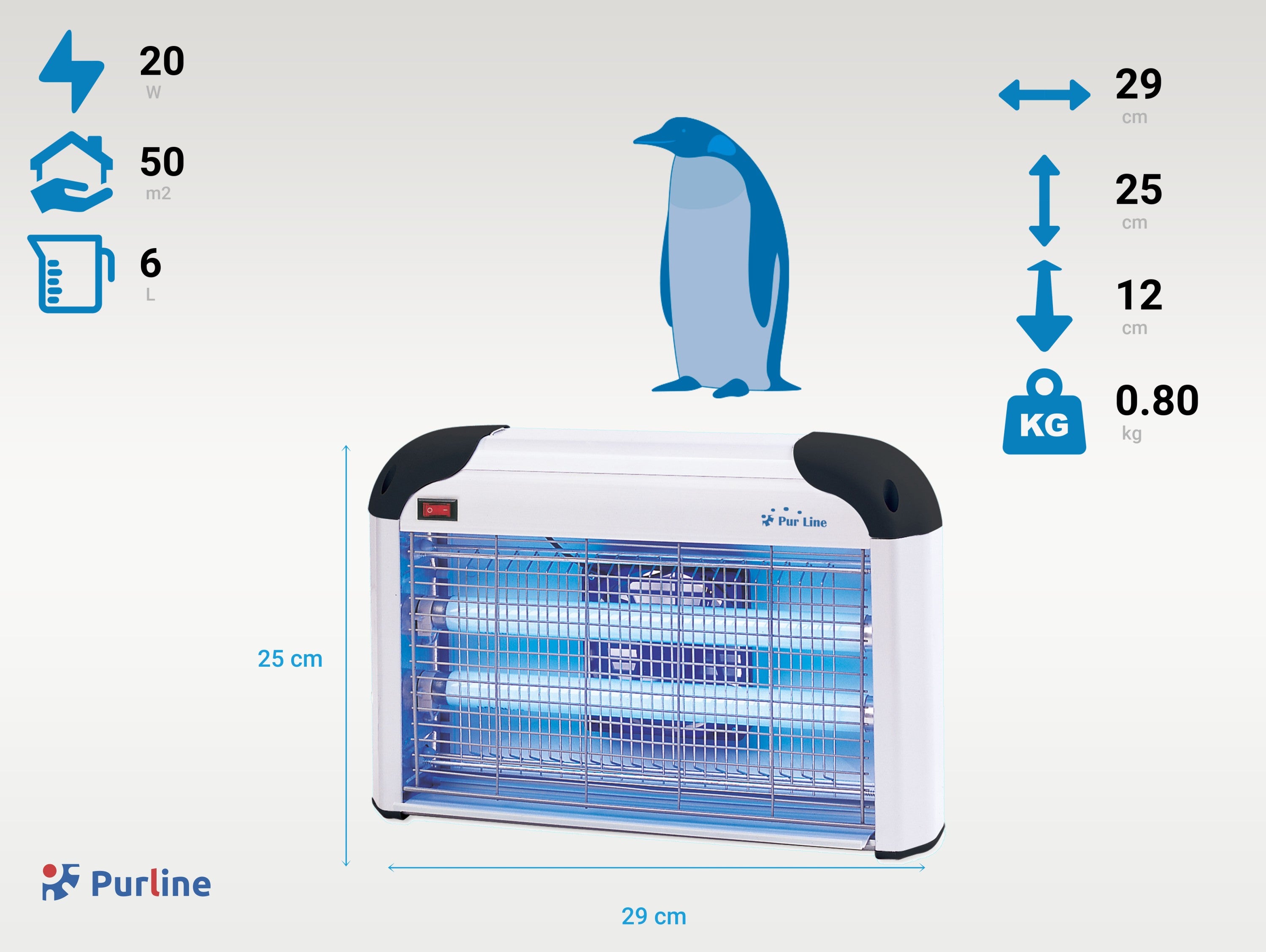 Lampada antizanzare da parete con luce ultravioletta per montaggio a parete o soffitto 20W