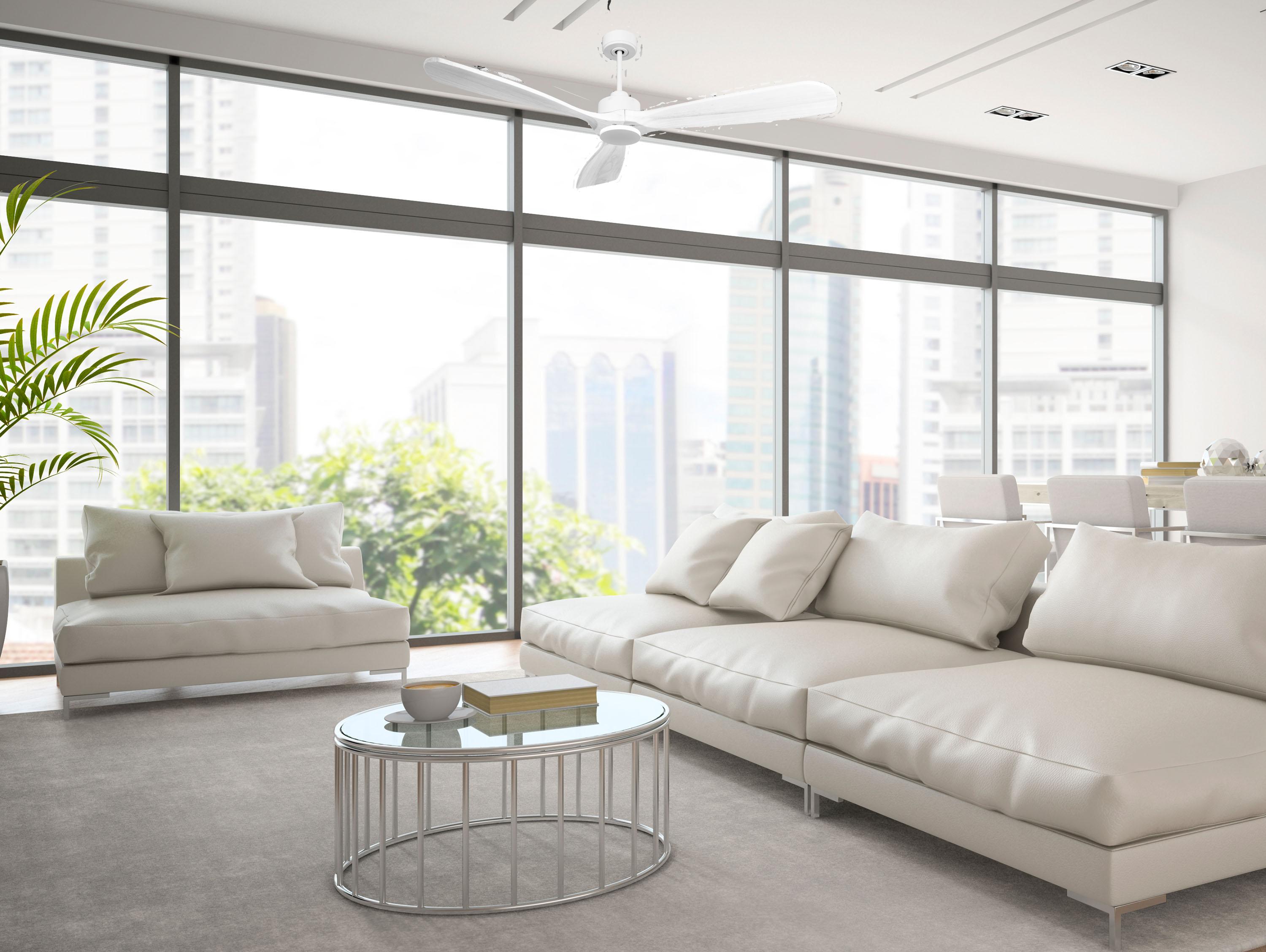 Ventilatore da soffitto Reversibile Termostato Wifi Motore CC Tetti inclinati Telecomando Hypersilence Memoria FullWood Shopify Vendible (AUTOMATICO)