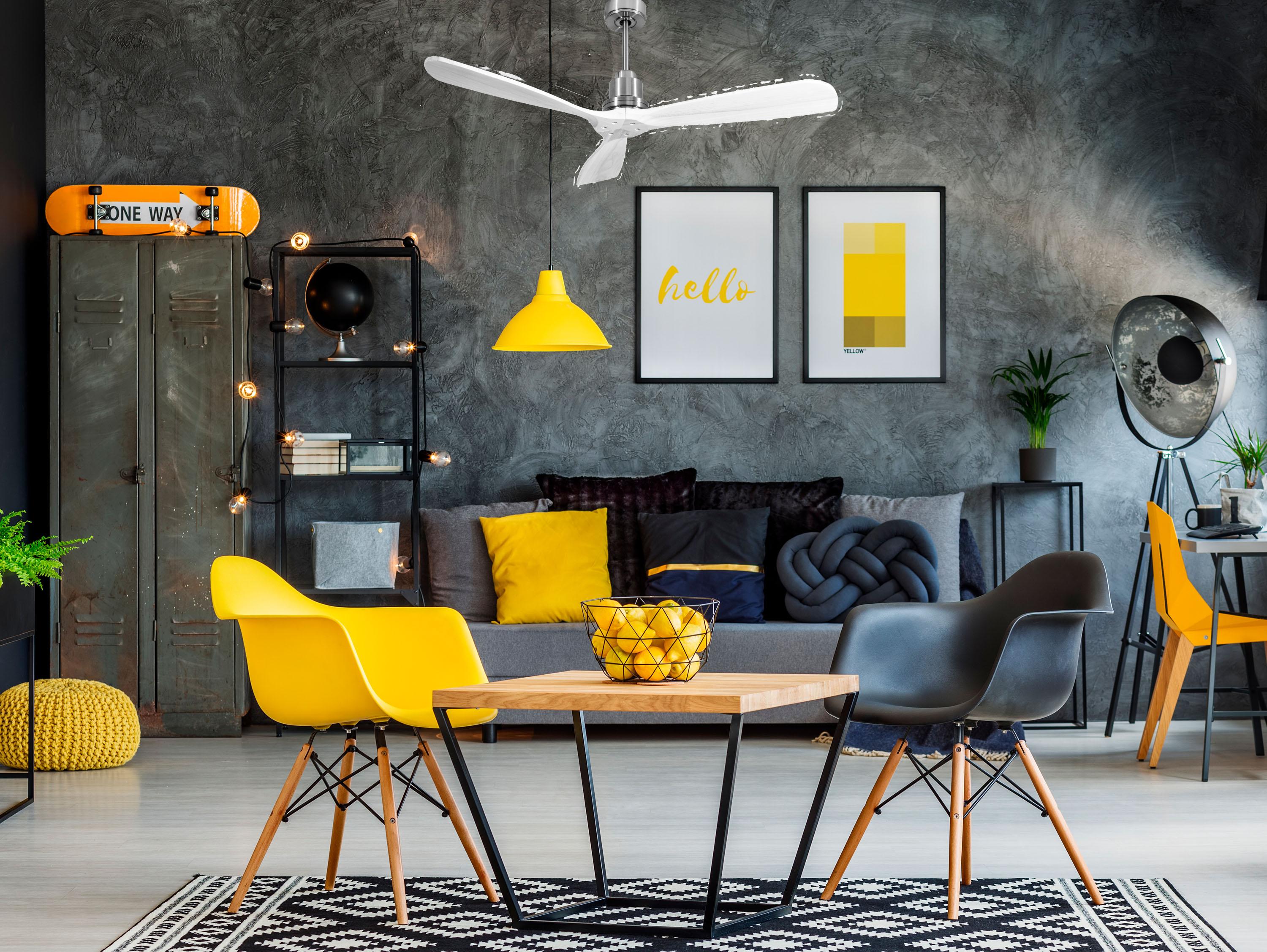 Ventilatore da soffitto Reversibile Termostato Wifi Motore CC Tetti inclinati Telecomando Hypersilence Memoria FullWood Shopify Vendible (AUTOMATICO)