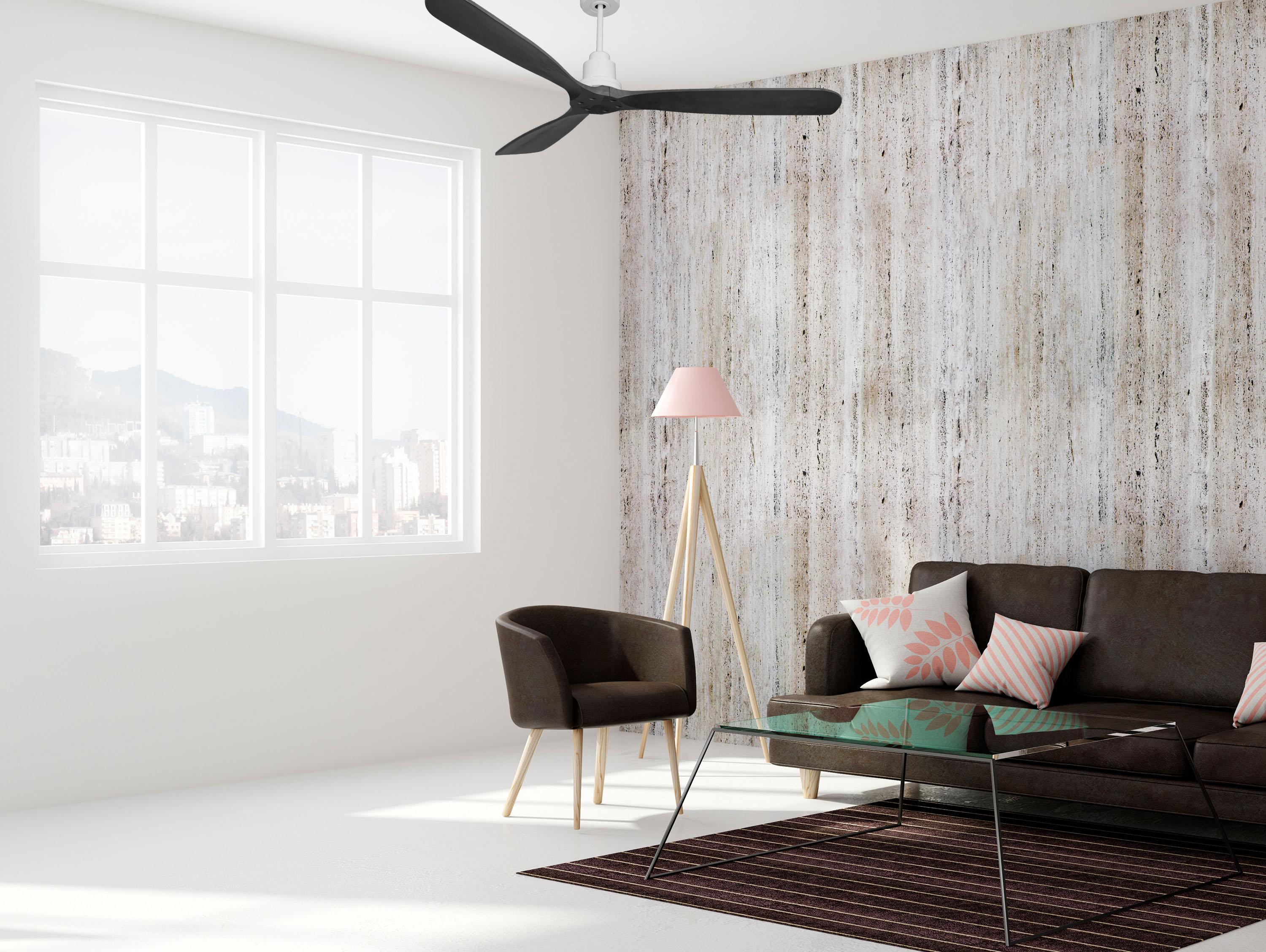 Ventilatore da soffitto Reversibile Termostato Wifi Motore CC Tetti inclinati Telecomando Hypersilence Memoria FullWood Shopify Vendible (AUTOMATICO)