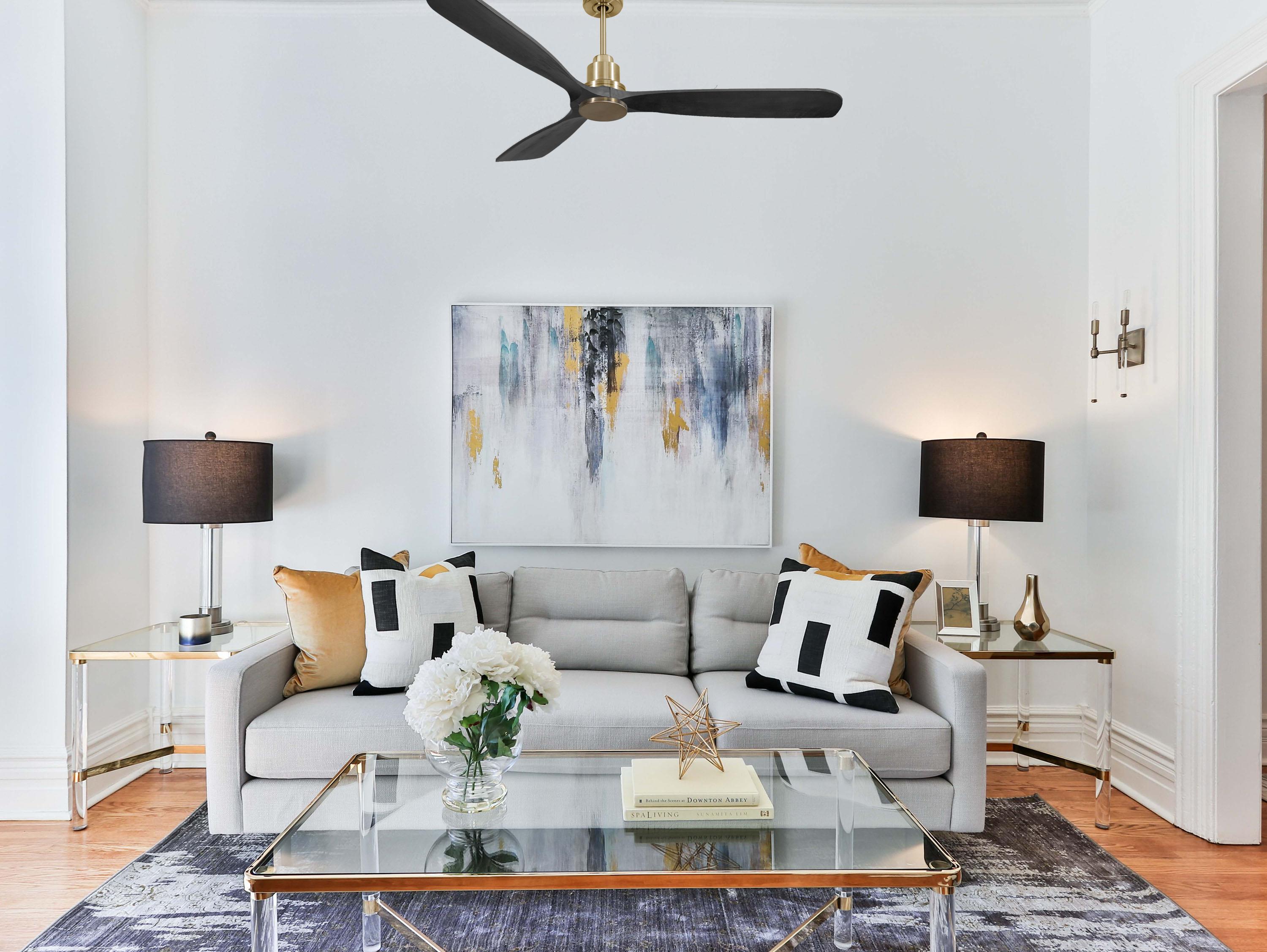 Ventilatore da soffitto Reversibile Termostato Wifi Motore CC Tetti inclinati Telecomando Hypersilence Memoria FullWood