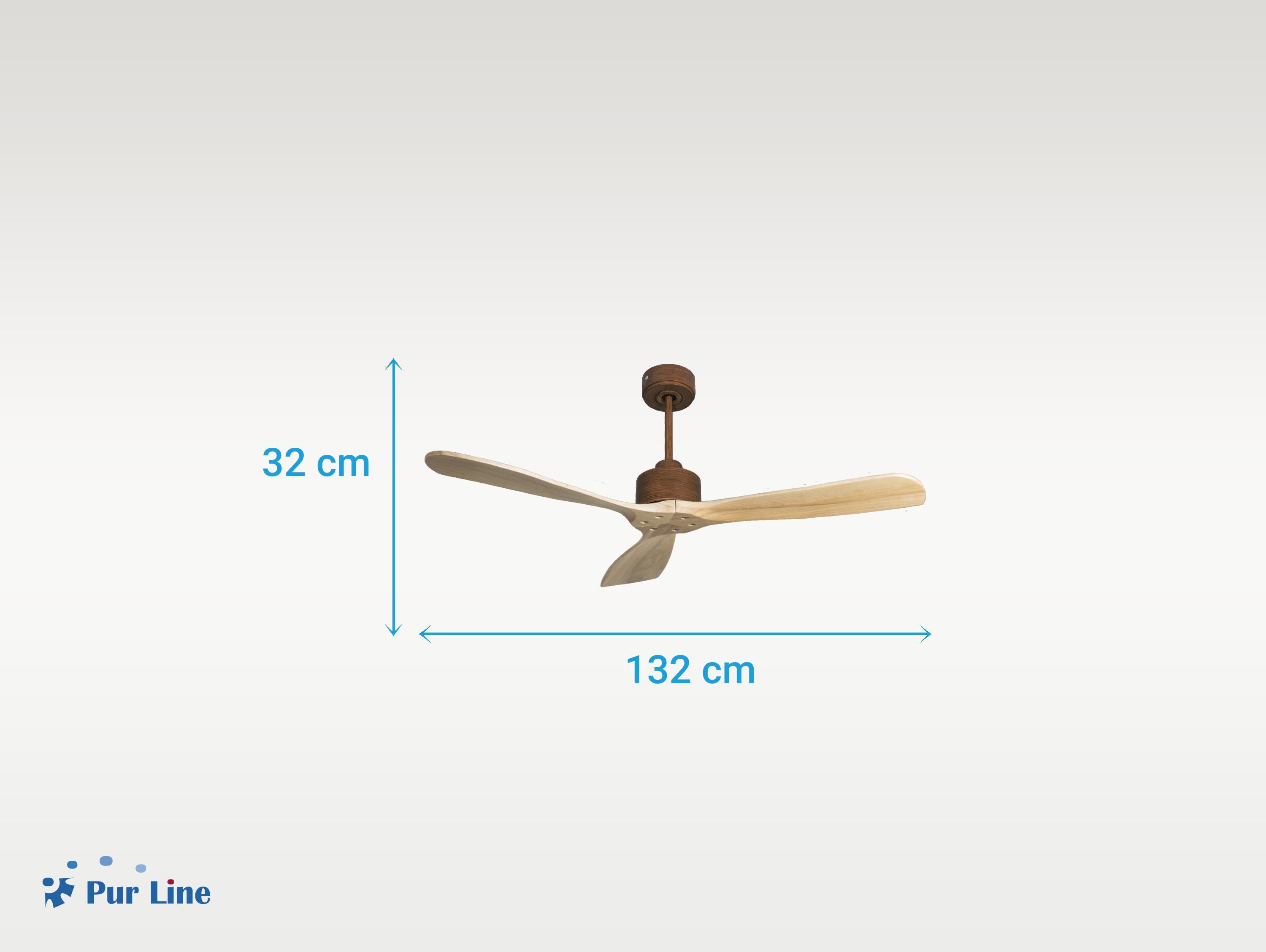 Ventilatore da soffitto Reversibile Termostato Wifi Motore CC Tetti inclinati Telecomando Hypersilence Memoria FullWood