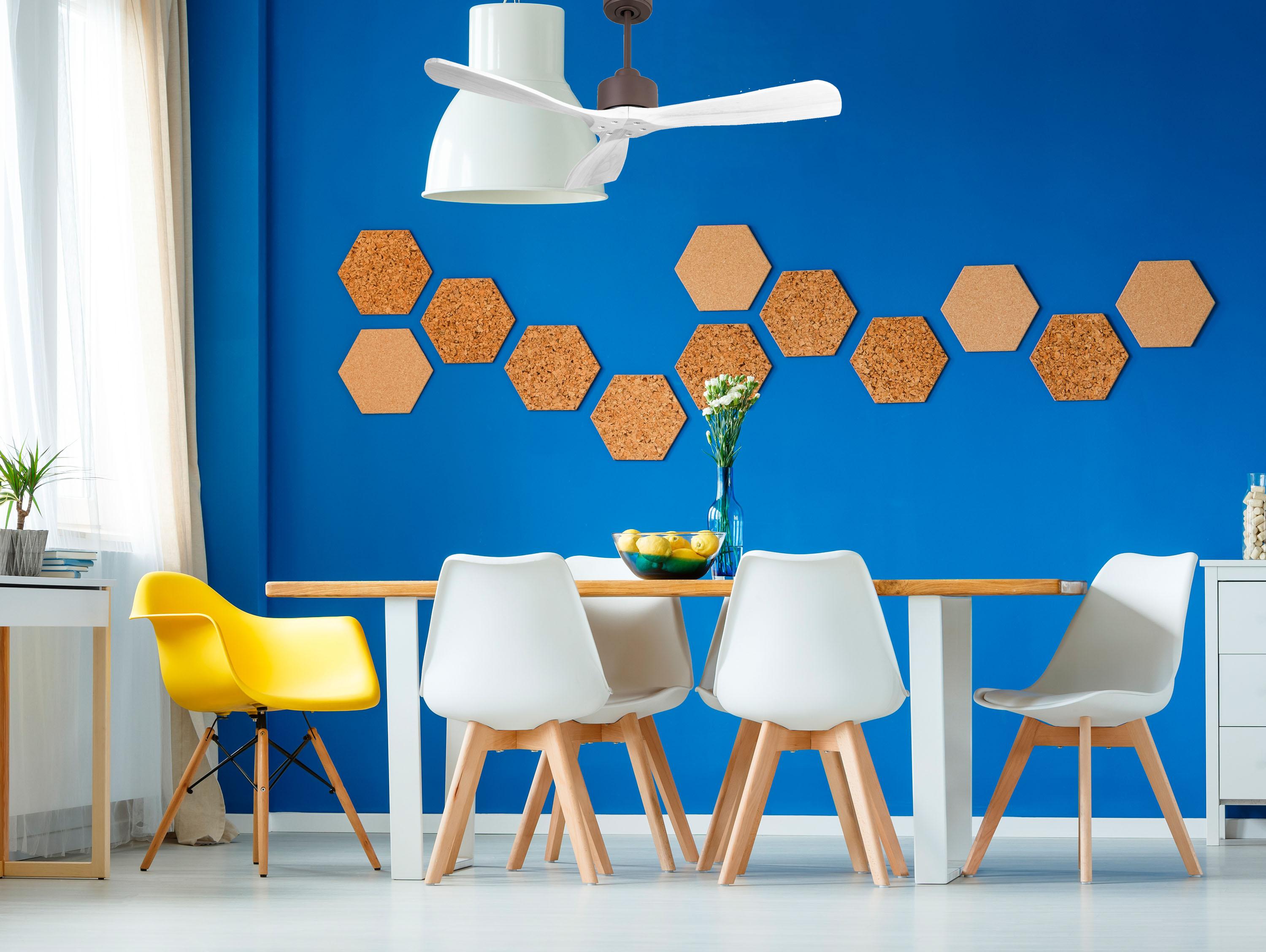 Ventilatore da soffitto Reversibile Termostato Wifi Motore CC Tetti inclinati Telecomando Hypersilence Memoria FullWood Shopify Vendible (AUTOMATICO)