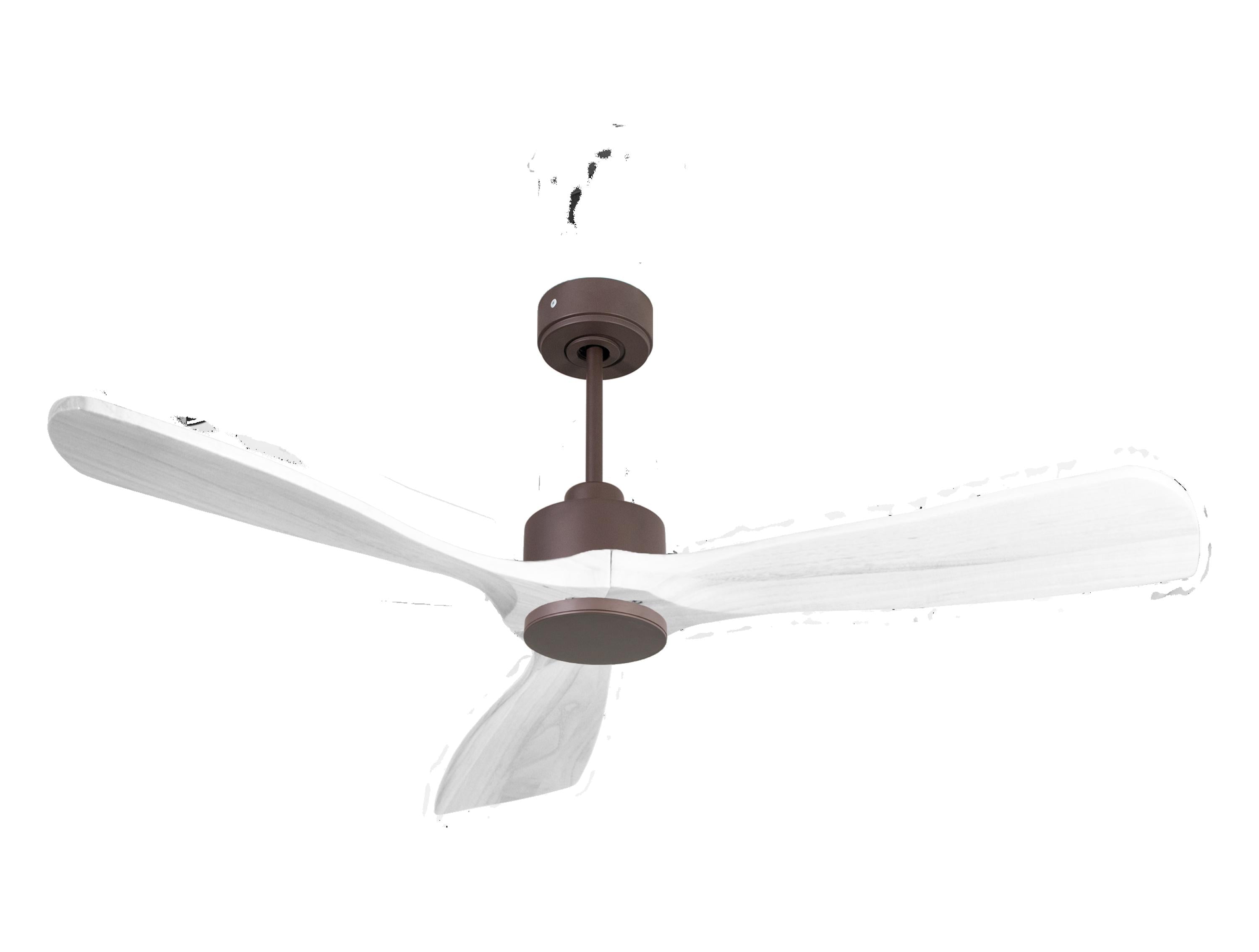 Ventilatore da soffitto Reversibile Termostato Wifi Motore CC Tetti inclinati Telecomando Hypersilence Memoria FullWood Shopify Vendible (AUTOMATICO)