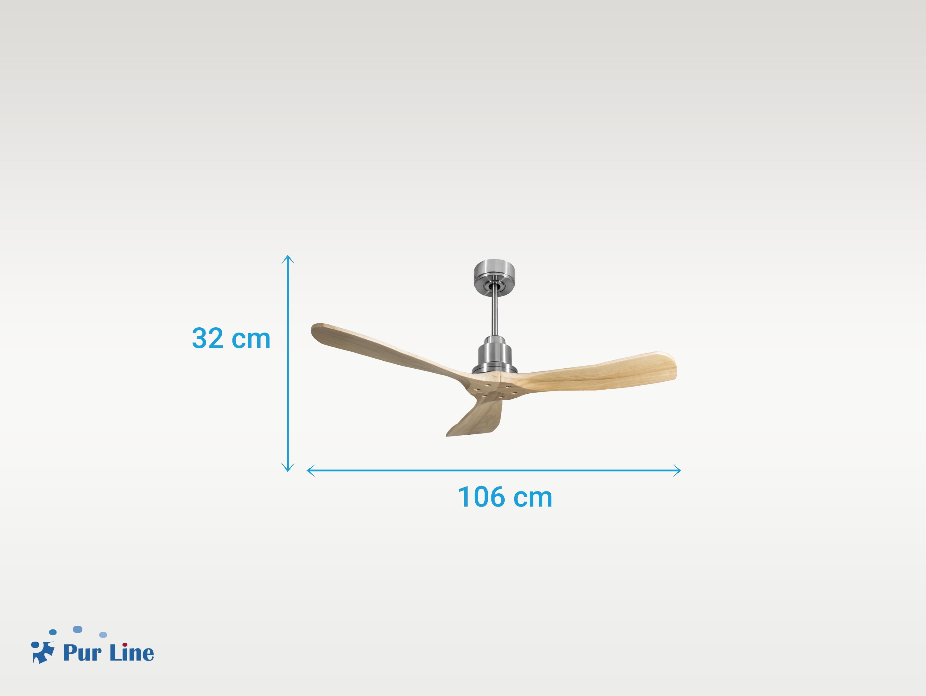 Ventilatore da soffitto Reversibile Termostato Wifi Motore CC Tetti inclinati Telecomando Hypersilence Memoria FullWood Shopify Vendible (AUTOMATICO)