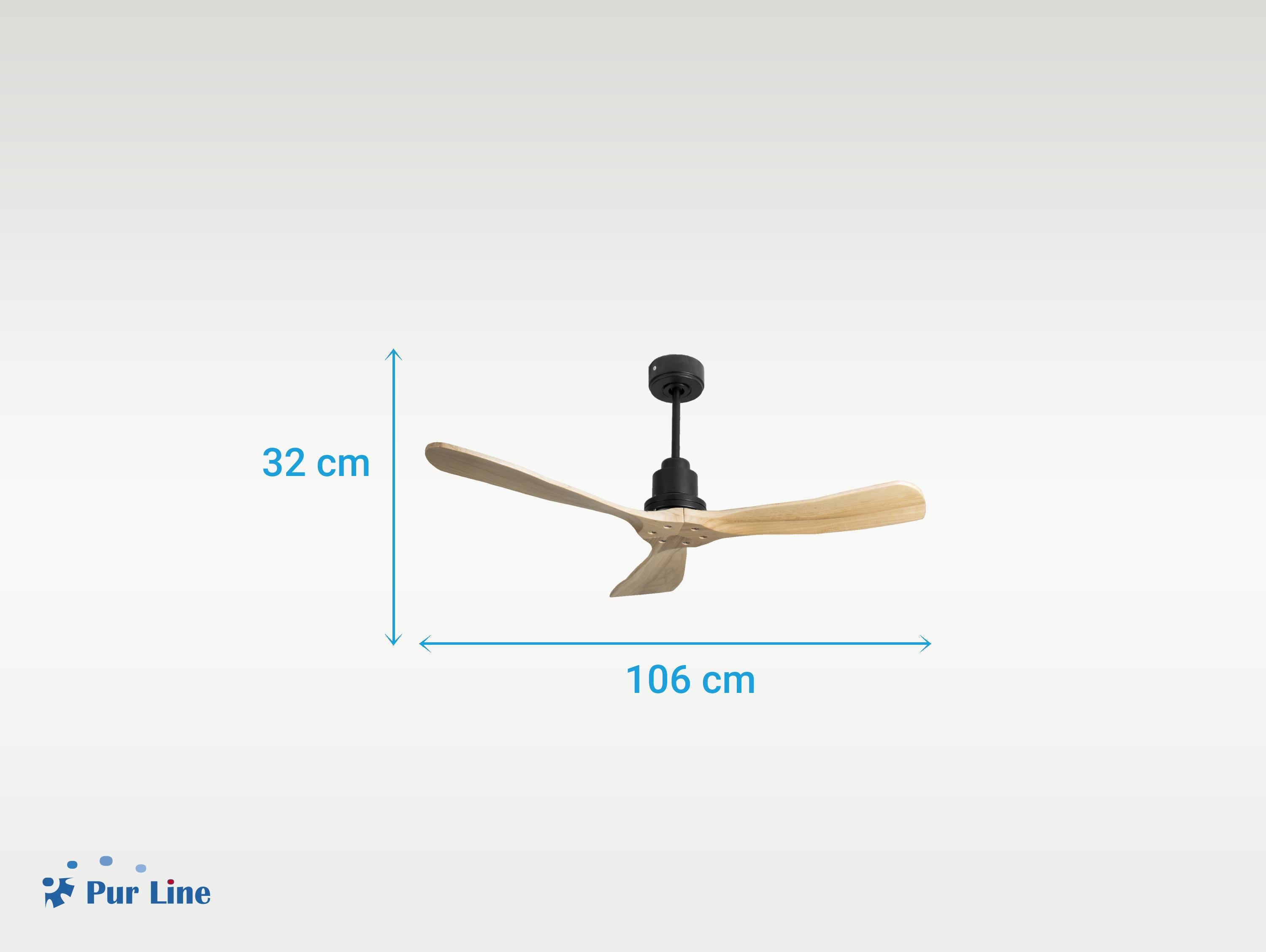 Ventilatore da soffitto Reversibile Termostato Wifi Motore CC Tetti inclinati Telecomando Hypersilence Memoria FullWood
