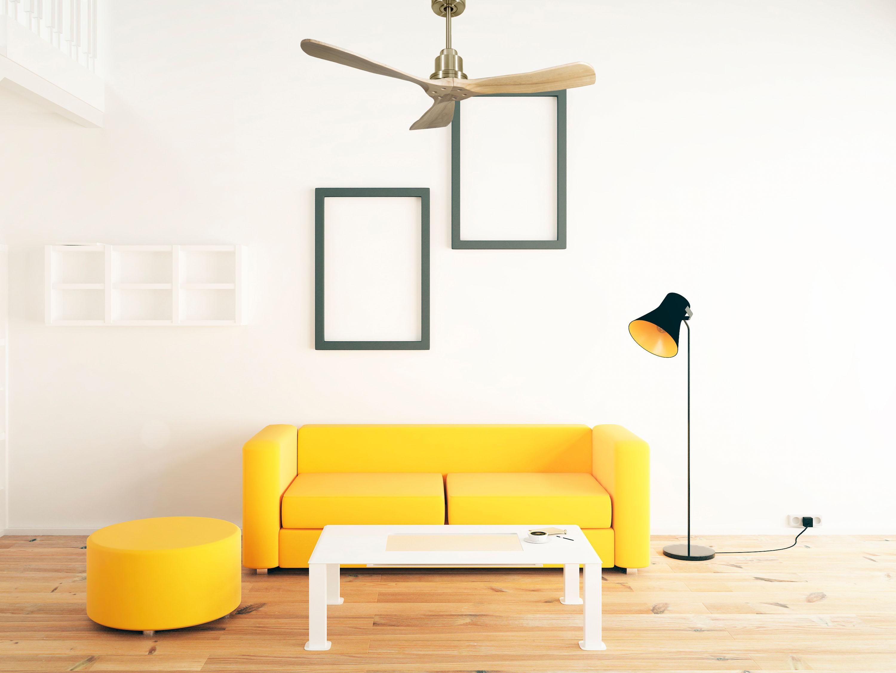 Ventilatore da soffitto Reversibile Termostato Wifi Motore CC Tetti inclinati Telecomando Hypersilence Memoria FullWood Shopify Vendible (AUTOMATICO)