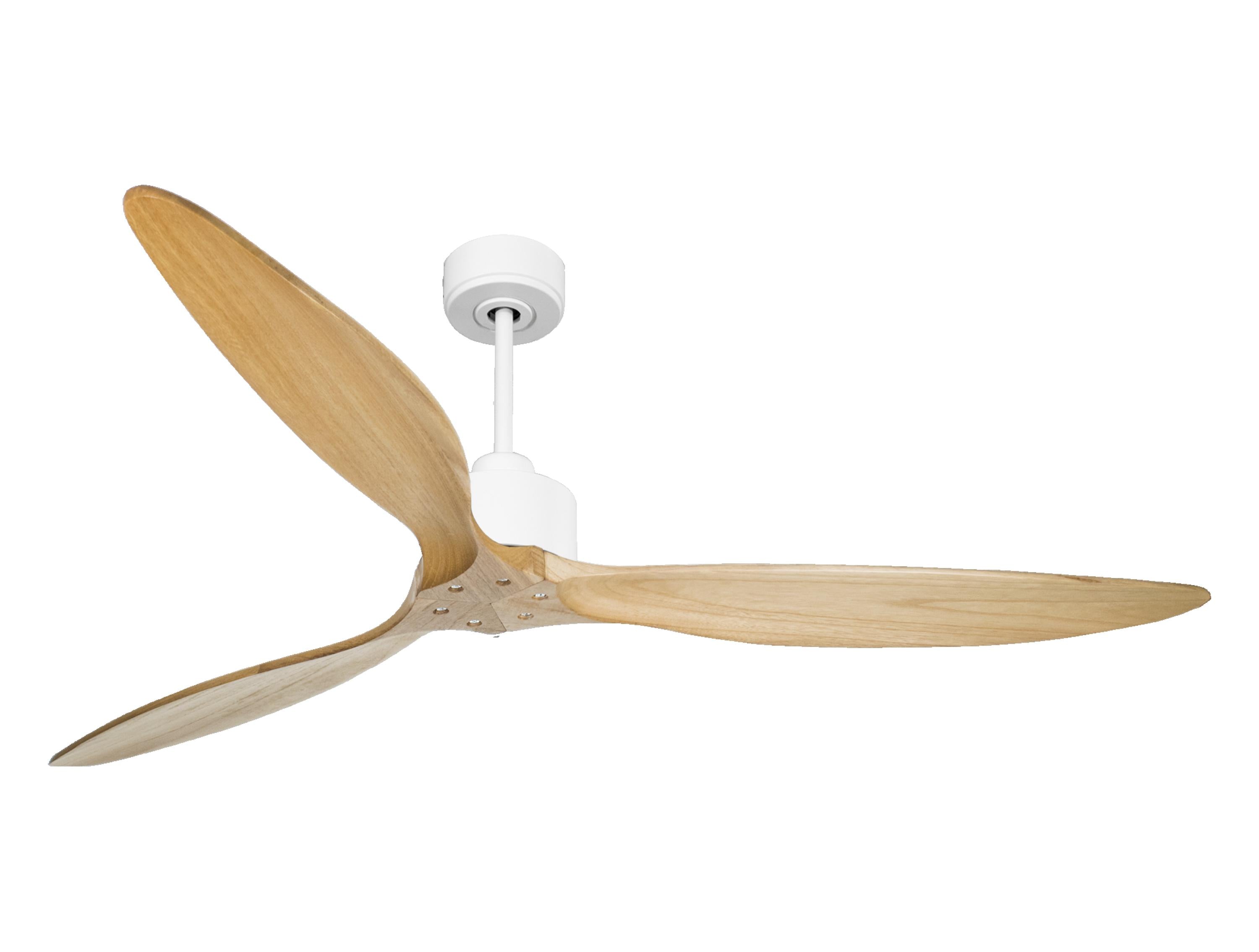 Ventilatore da soffitto Reversibile Termostato Wifi Motore CC Tetti inclinati Telecomando Hypersilence Memoria FullWood