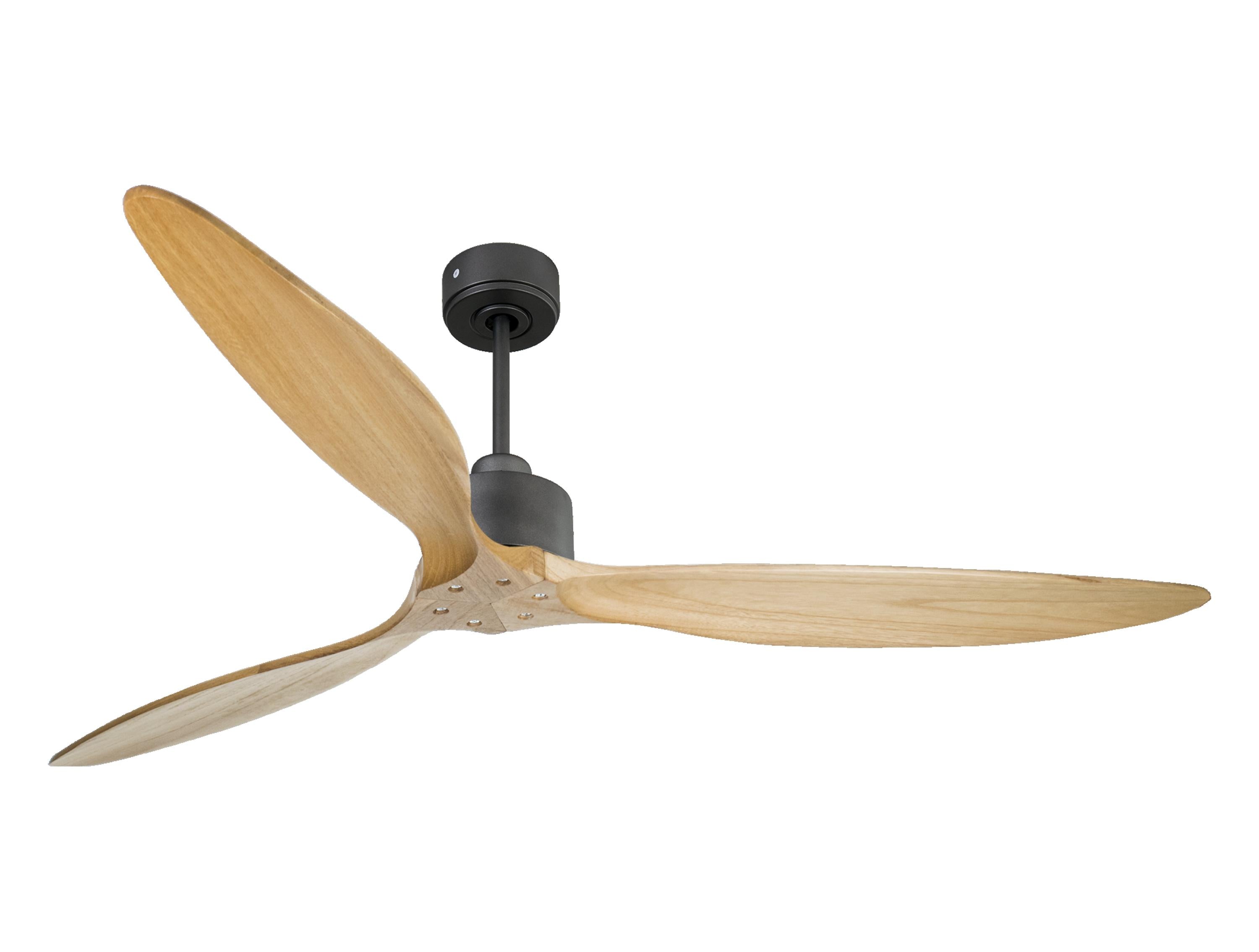 Ventilatore da soffitto Reversibile Termostato Wifi Motore CC Tetti inclinati Telecomando Hypersilence Memoria FullWood