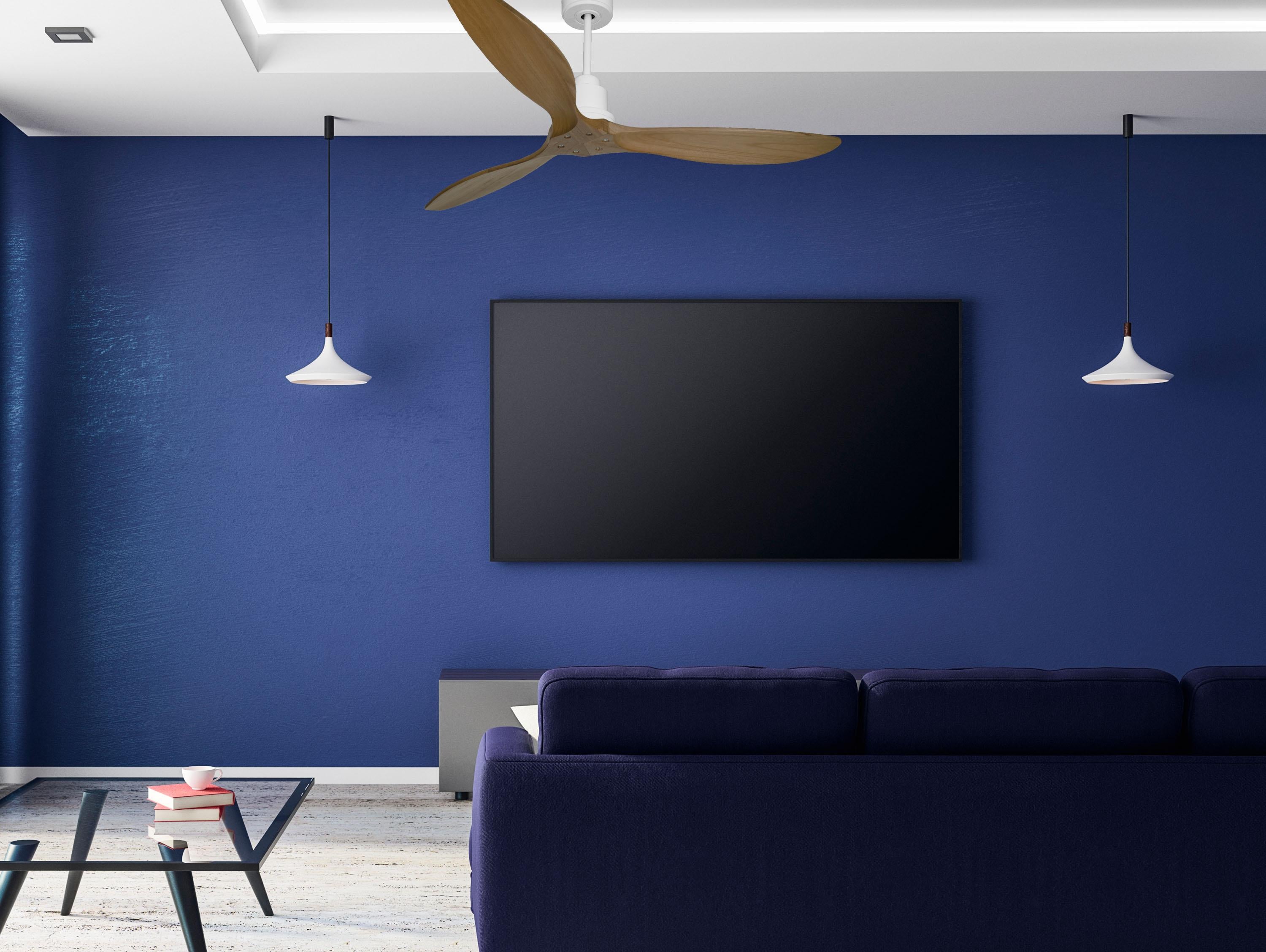 Ventilatore da soffitto Reversibile Termostato Wifi Motore CC Tetti inclinati Telecomando Hypersilence Memoria FullWood Shopify Vendible (AUTOMATICO)