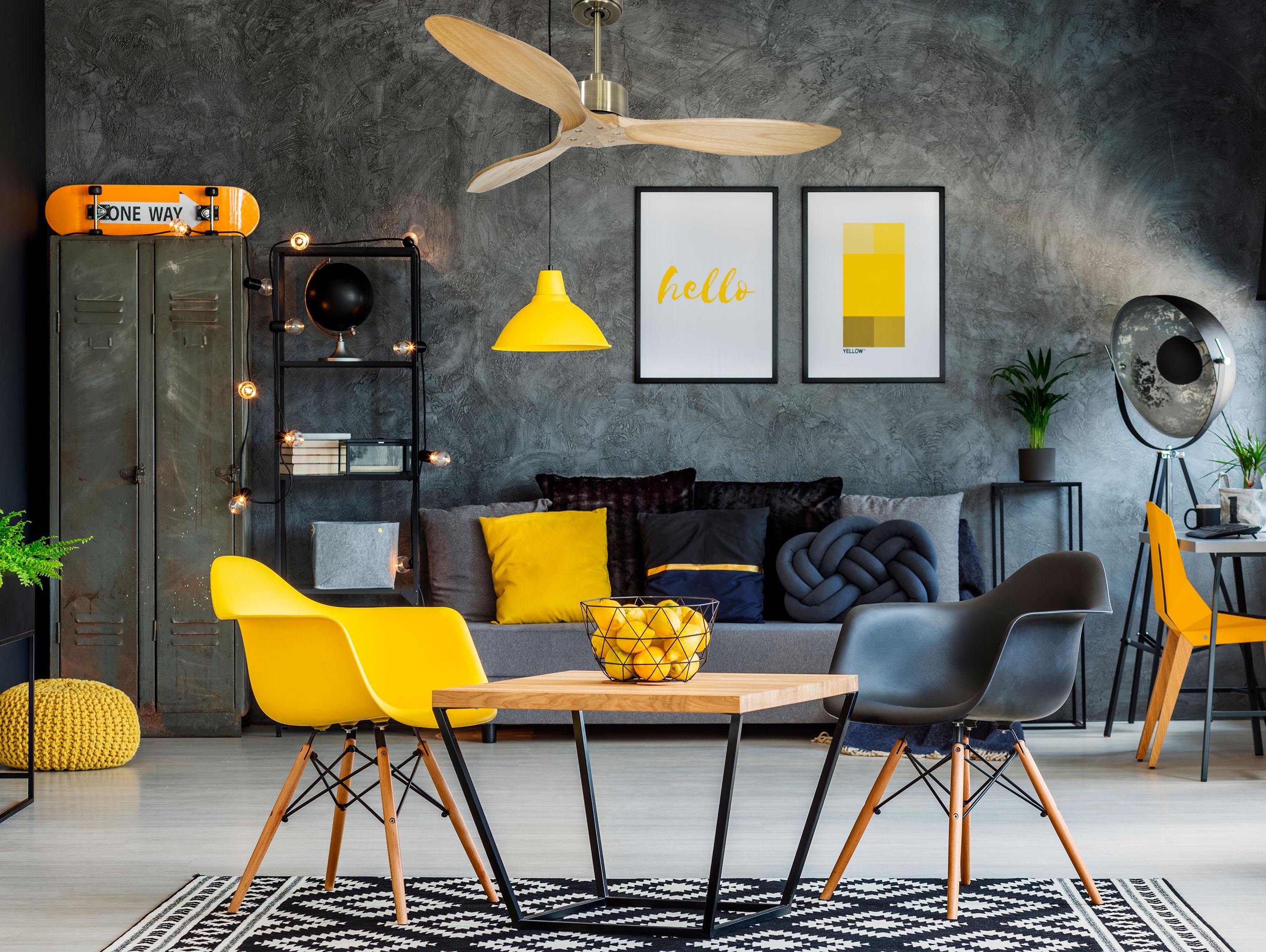 Ventilatore da soffitto Reversibile Termostato Wifi Motore CC Tetti inclinati Telecomando Hypersilence Memoria FullWood Shopify Vendible (AUTOMATICO)