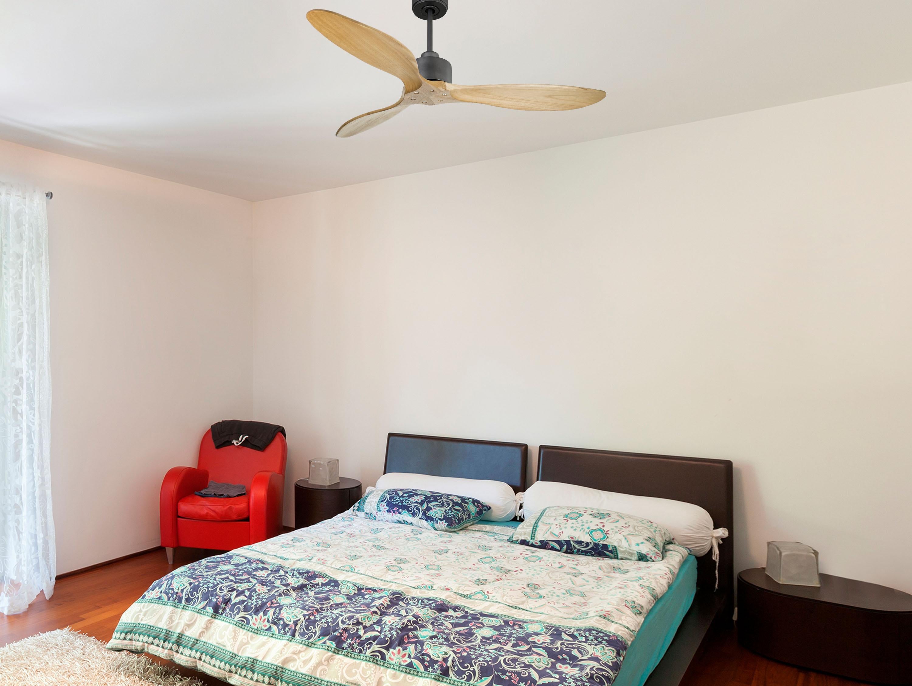 Ventilatore da soffitto Reversibile Termostato Wifi Motore CC Tetti inclinati Telecomando Hypersilence Memoria FullWood Shopify Vendible (AUTOMATICO)