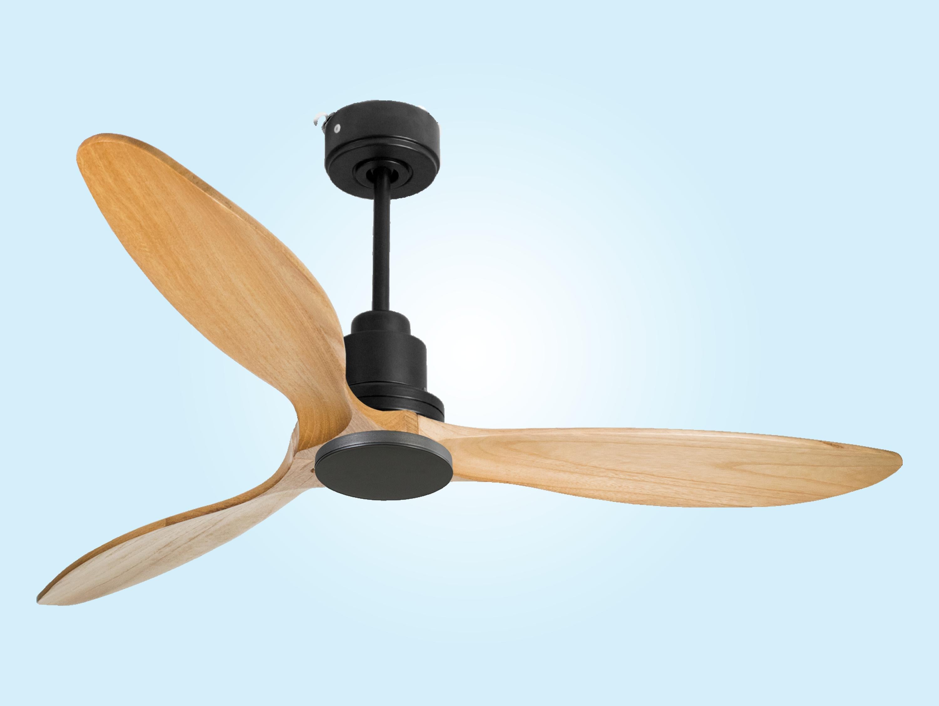 Ventilatore da soffitto Reversibile Termostato Wifi Motore CC Tetti inclinati Telecomando Hypersilence Memoria FullWood Shopify Vendible (AUTOMATICO)