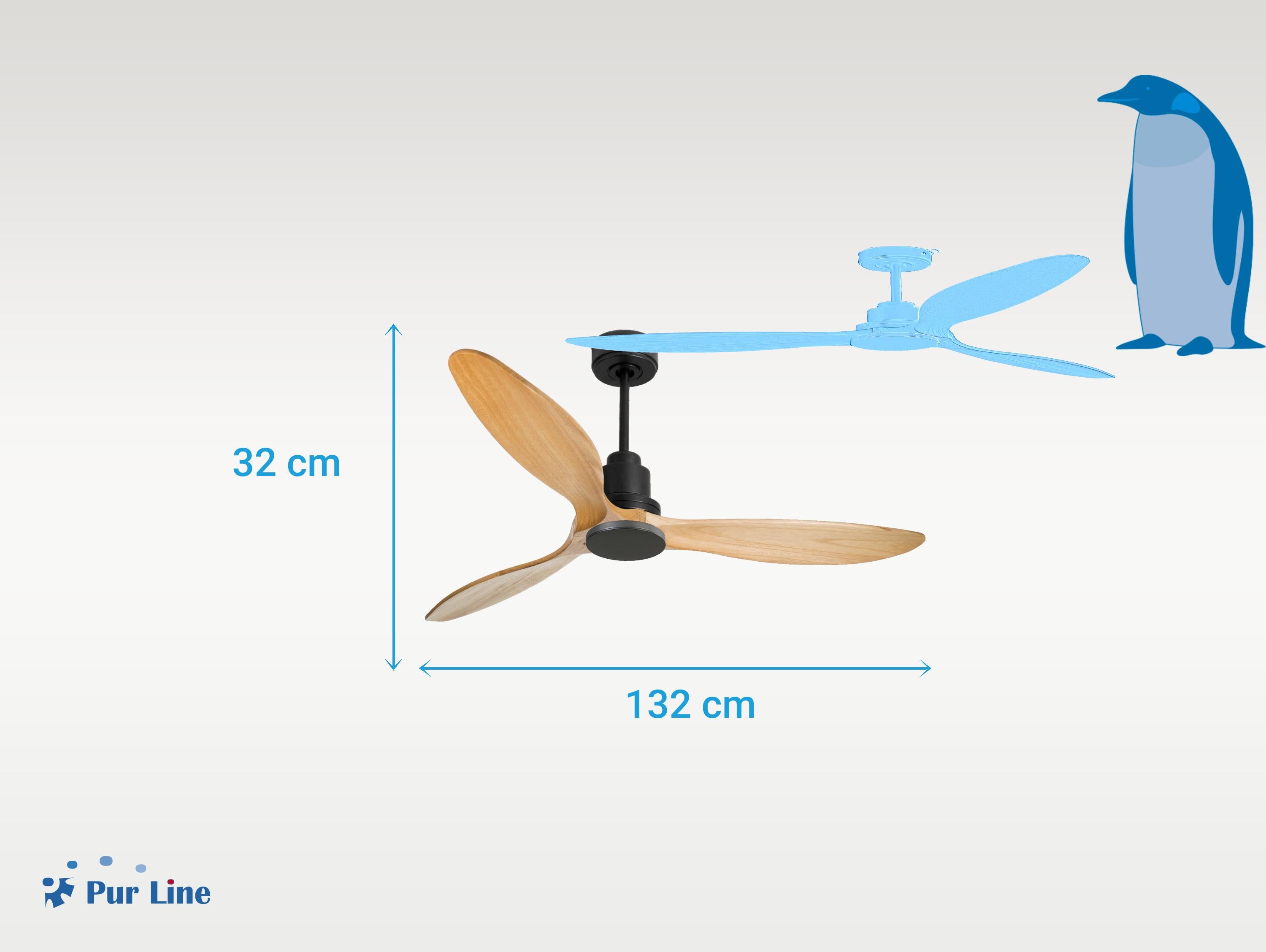 Ventilatore da soffitto Reversibile Termostato Wifi Motore CC Tetti inclinati Telecomando Hypersilence Memoria FullWood Shopify Vendible (AUTOMATICO)