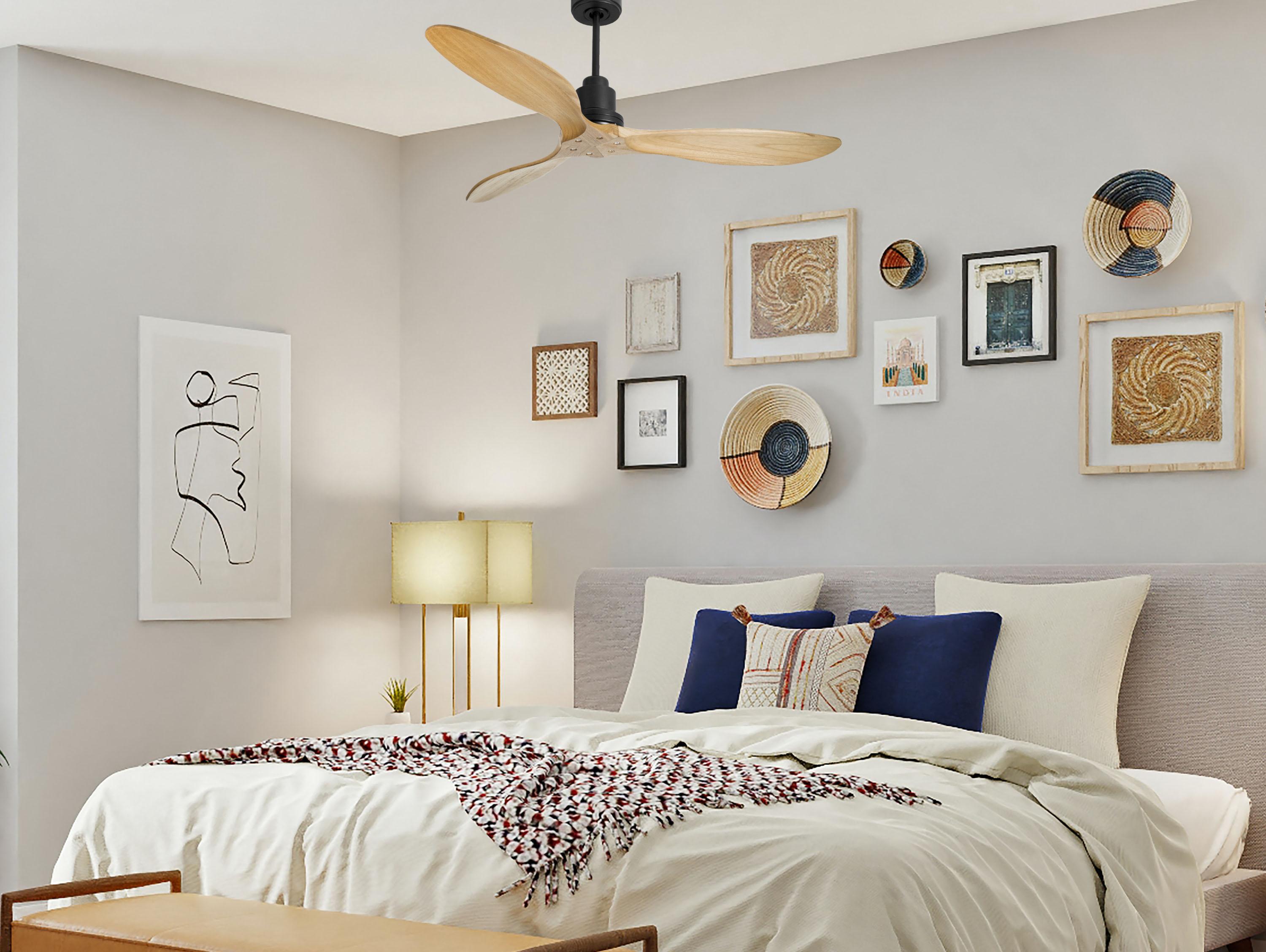 Ventilatore da soffitto Reversibile Termostato Wifi Motore CC Tetti inclinati Telecomando Hypersilence Memoria FullWood Shopify Vendible (AUTOMATICO)