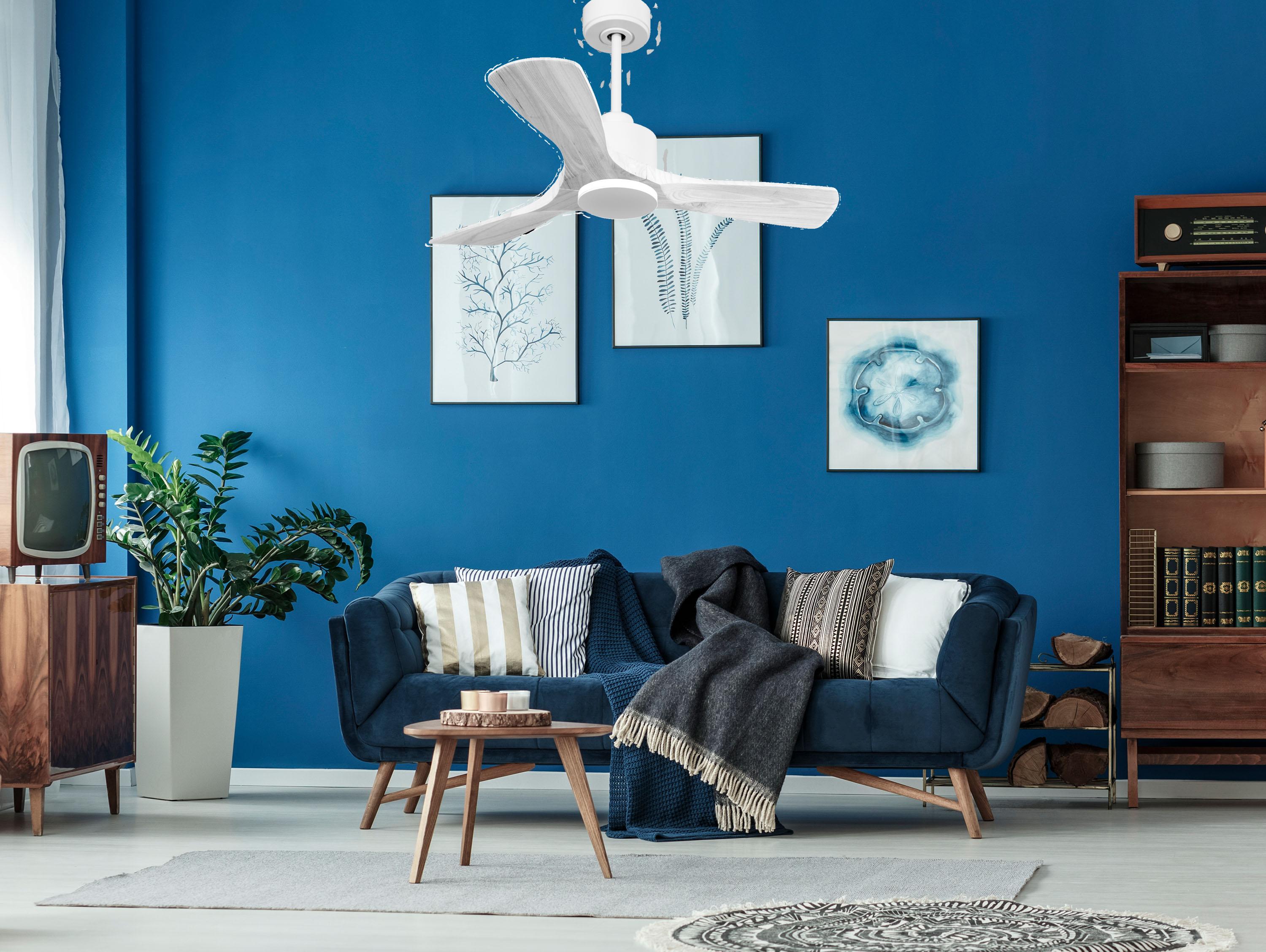Ventilatore da soffitto Reversibile Termostato Wifi Motore CC Tetti inclinati Telecomando Hypersilence Memoria Shopify Vendible (AUTOMATICO)